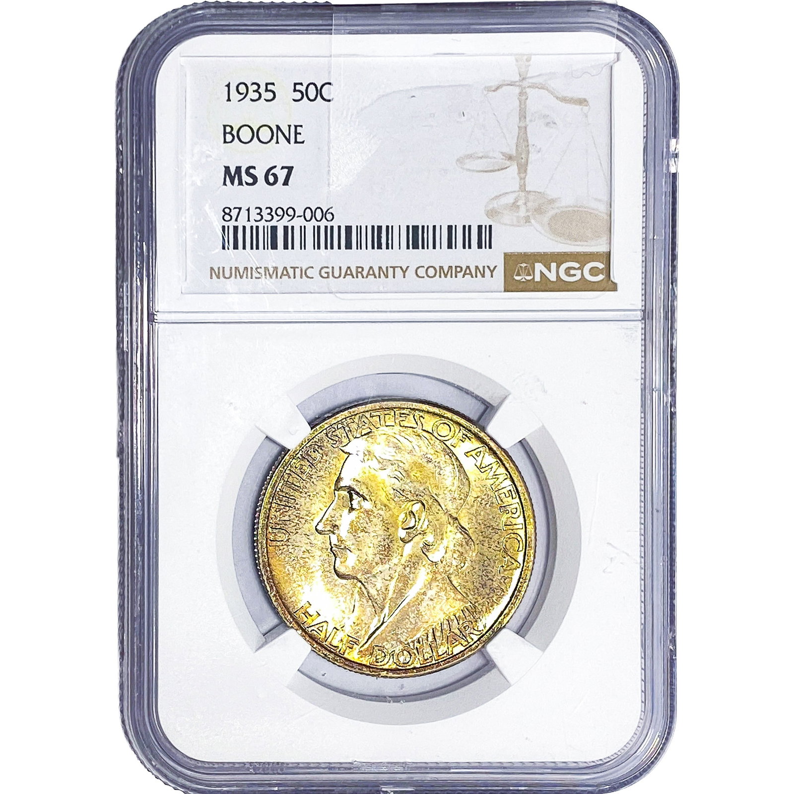 1935 Boone Half Dollar NGC MS67: 1935 Boone Half Dollar NGC MS67