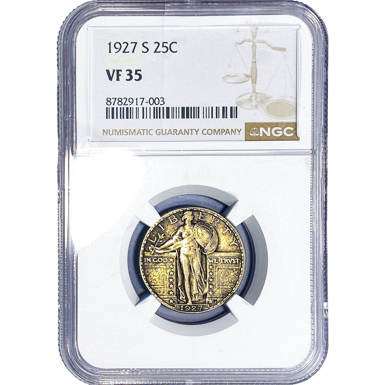 1927-S Standing Liberty Quarter NGC VF35: 1927-S Standing Liberty Quarter NGC VF35