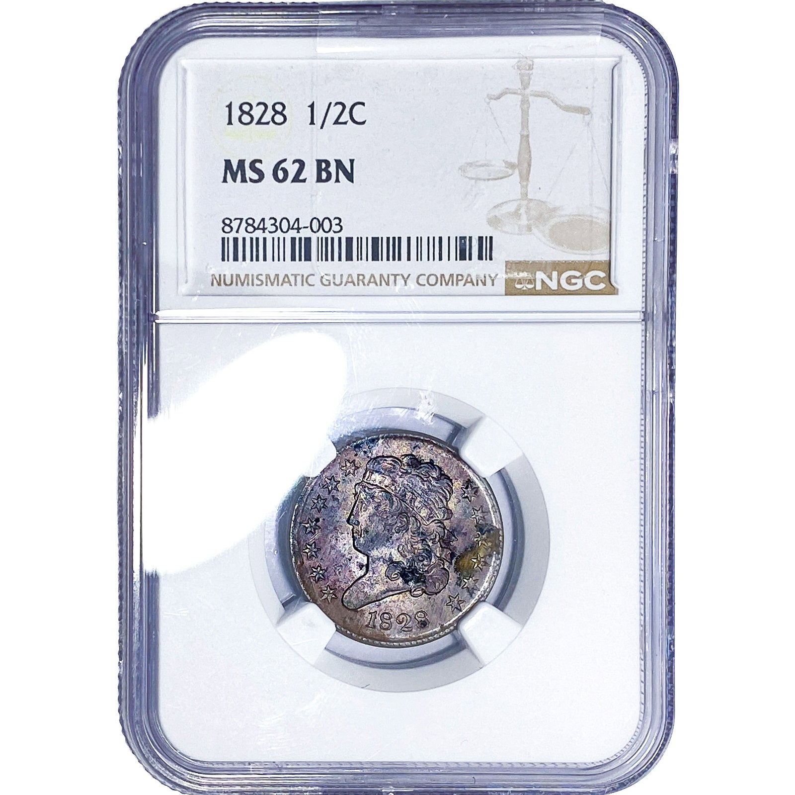 1828 Classic Head Half Cent NGC MS62 BN: 1828 Classic Head Half Cent NGC MS62 BN