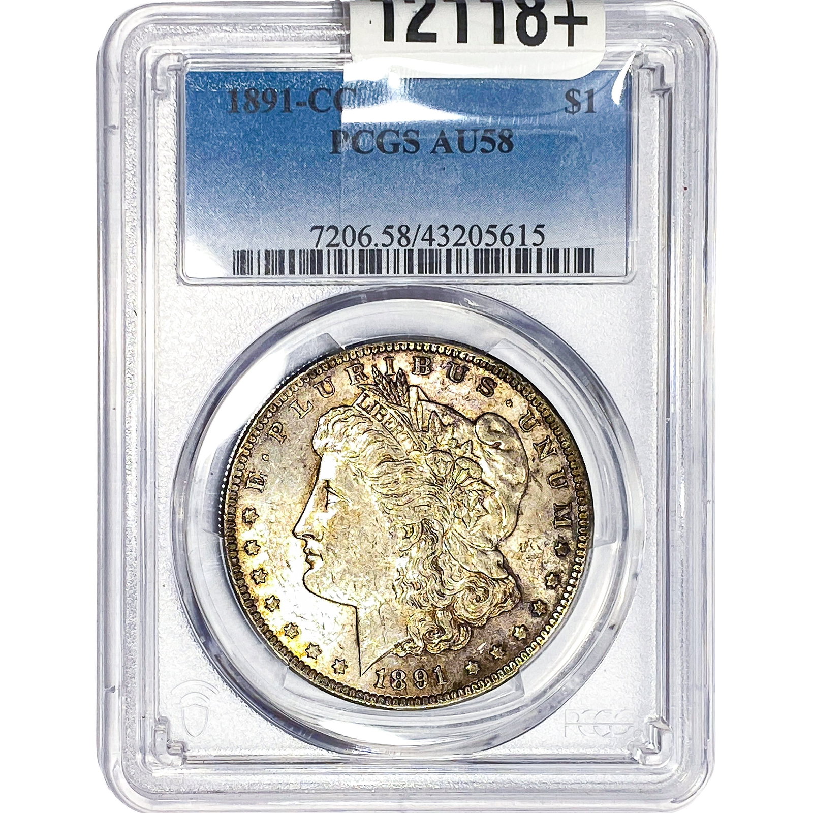 1891-CC Morgan Silver Dollar PCGS AU58 Spitting Eagle: 1891-CC Morgan Silver Dollar PCGS AU58 Spitting Eagle