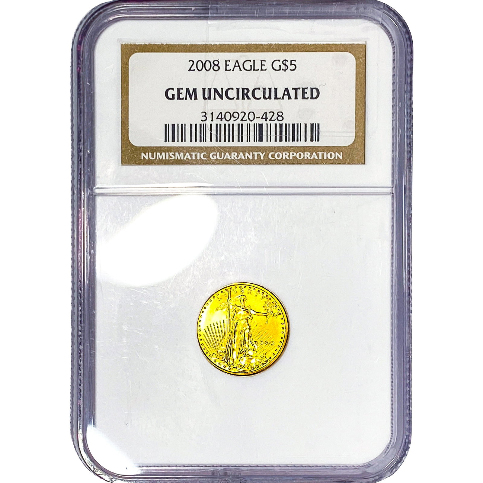 2008 1/10oz Gold Eagle $5 NGC GEM UNC (1 of 4)
