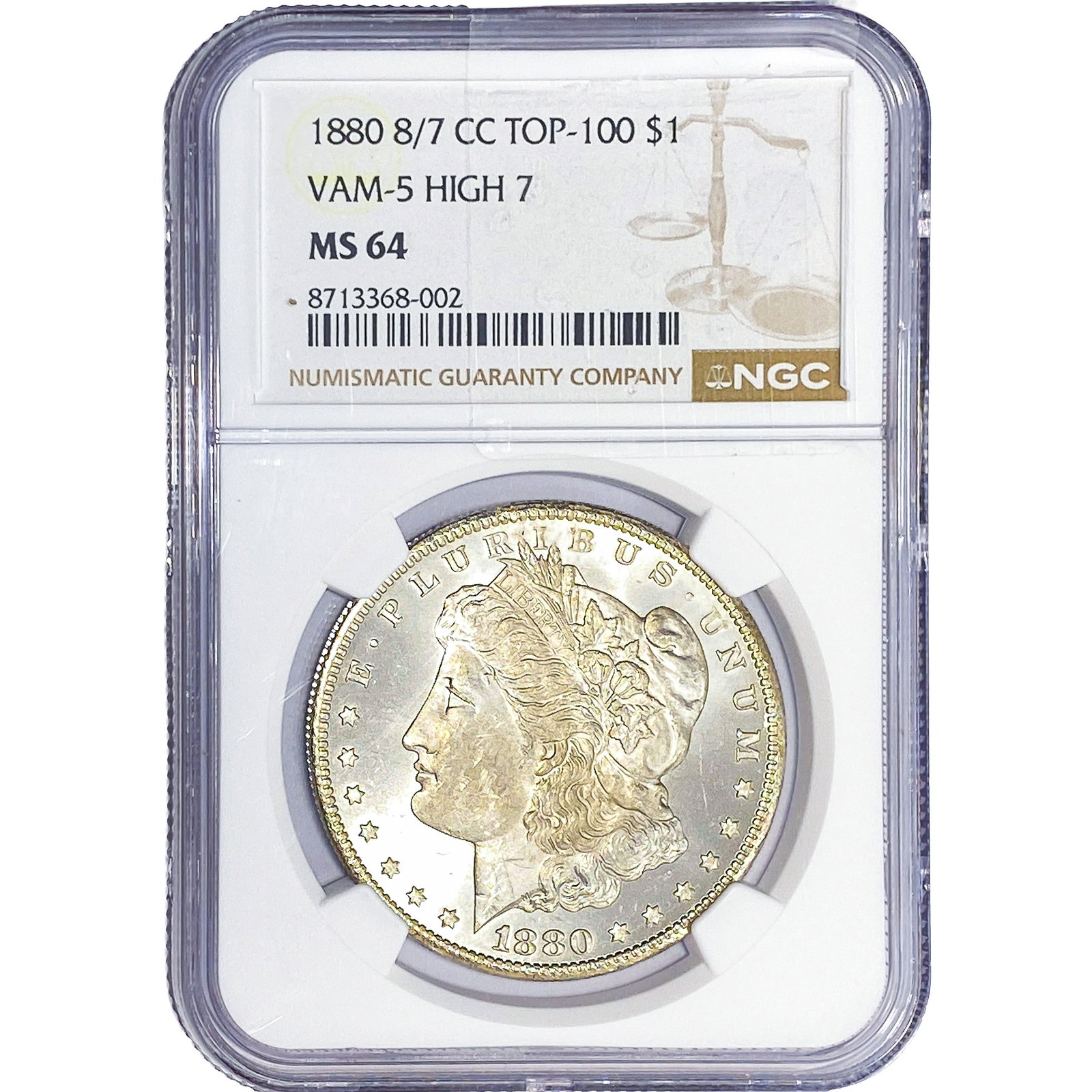 1880 8/7-CC Morgan Silver Dollar NGC MS65 VAM-5 (1 of 4)