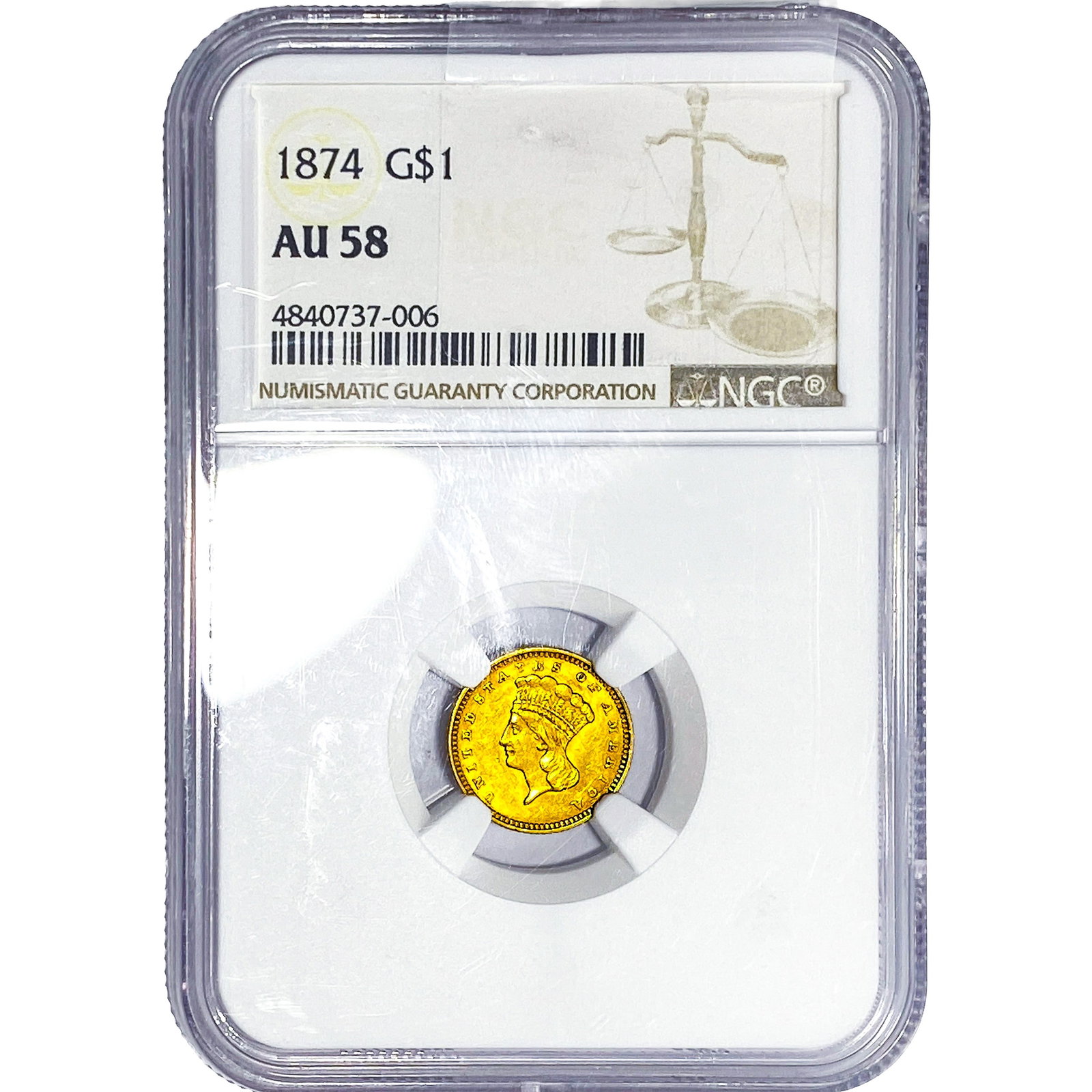 1874 Rare Gold Dollar NGC AU58 (1 of 4)
