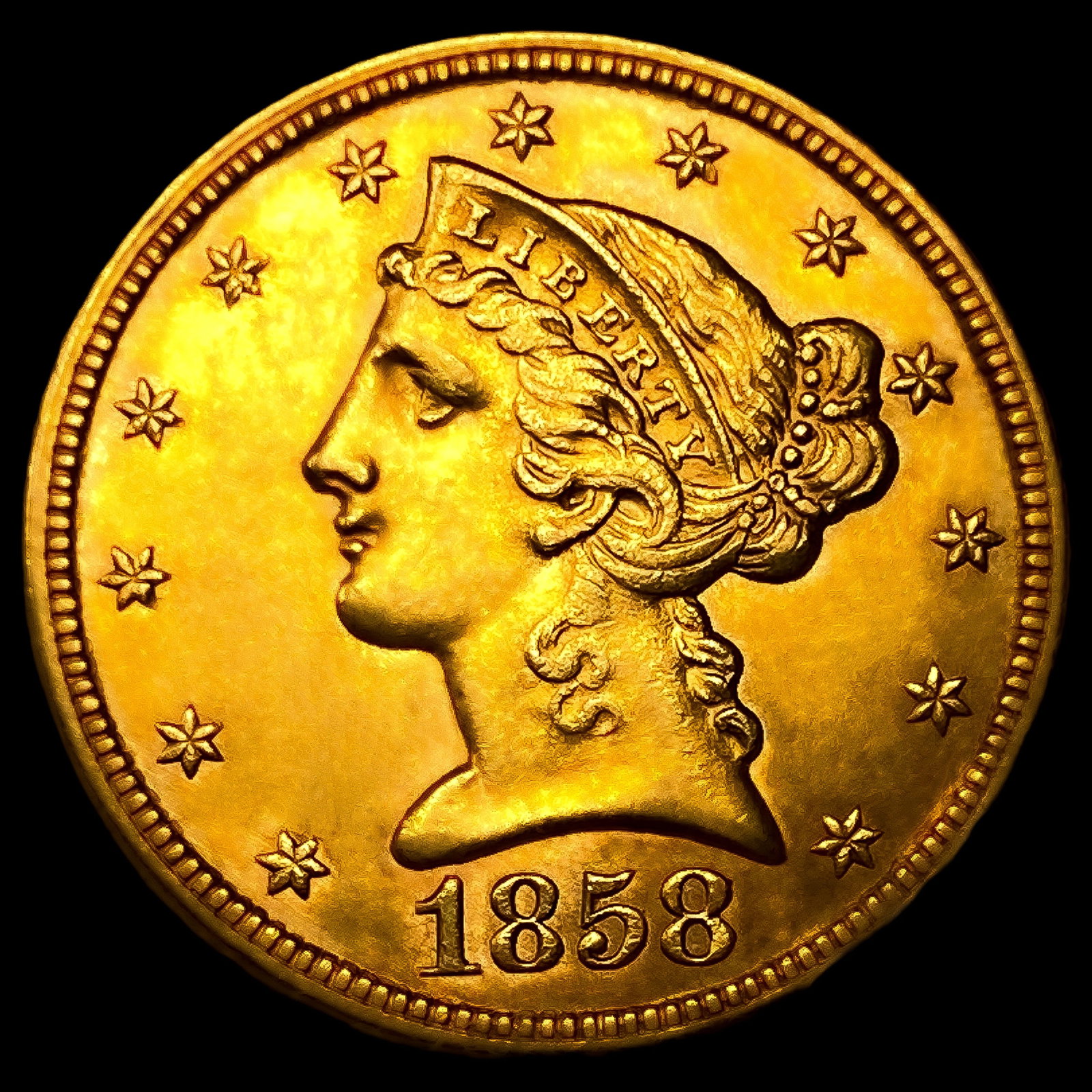 1858 $5 Gold Half Eagle (1 of 2)