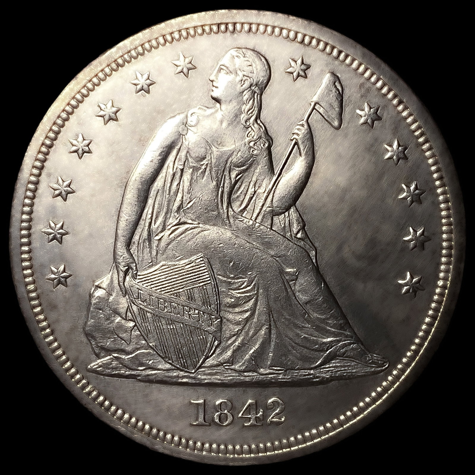 1842 Seated Liberty Dollar: 1842 Seated Liberty Dollar