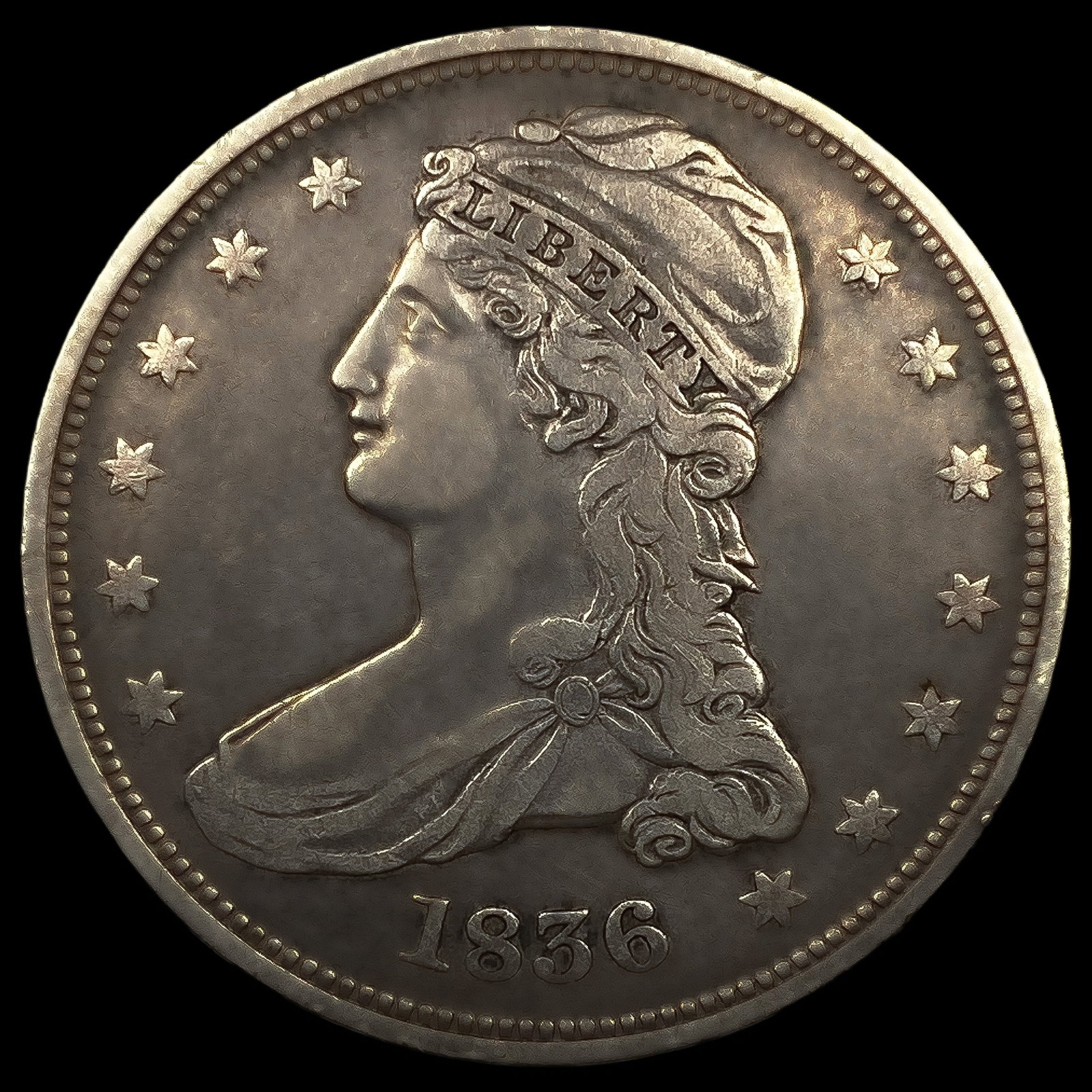 1836 Reeded Edge Capped Bust Half Dollar
