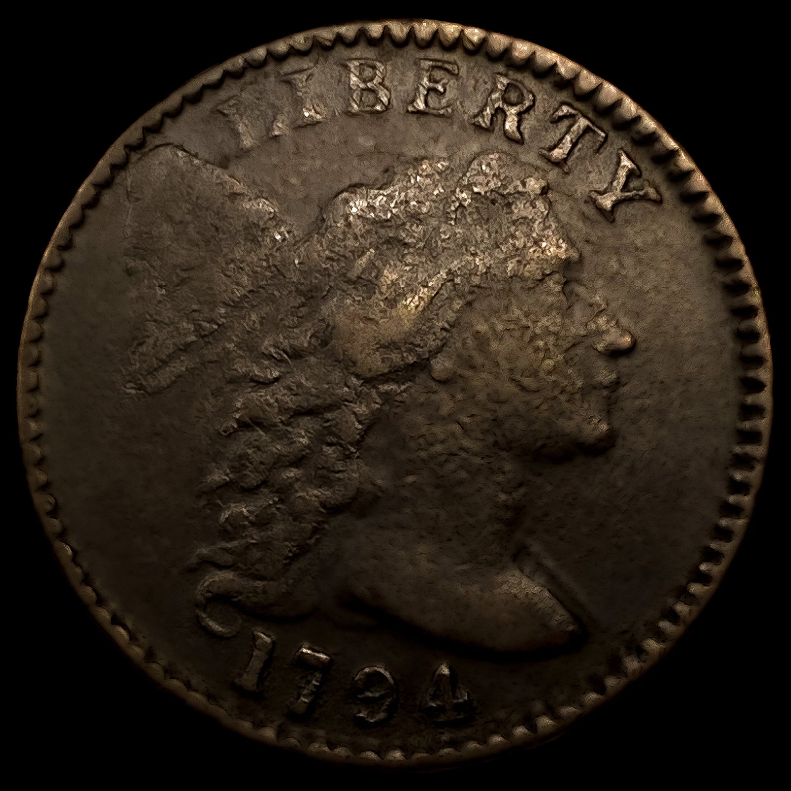 1794 Head of 95 Liberty Cap Large Cent (1 of 2)