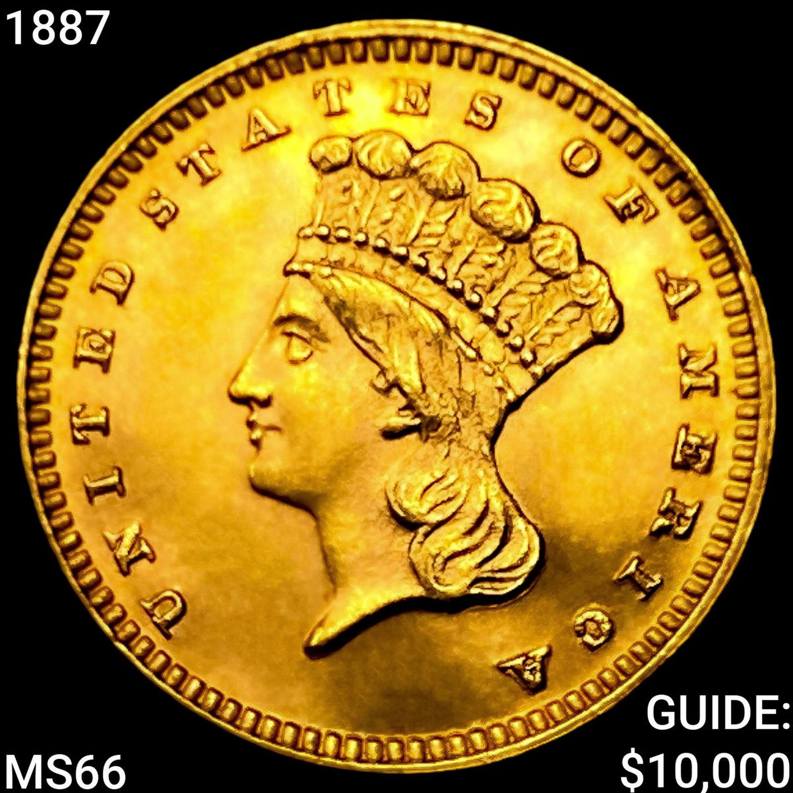 1887 Rare Gold Dollar GEM BU: 1887 Rare Gold Dollar GEM BU