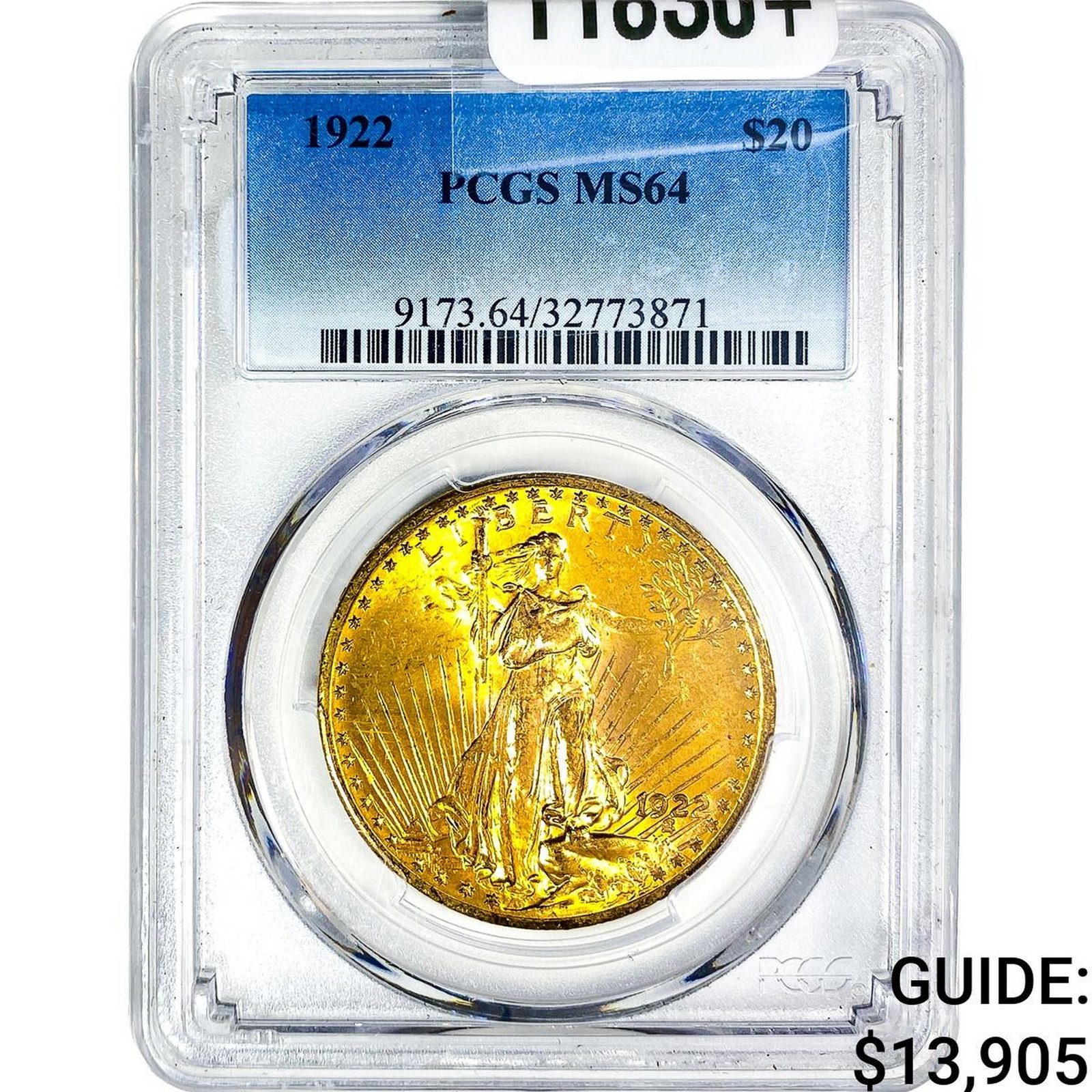 1922 $20 Gold Double Eagle PCGS MS64: 1922 $20 Gold Double Eagle PCGS MS64