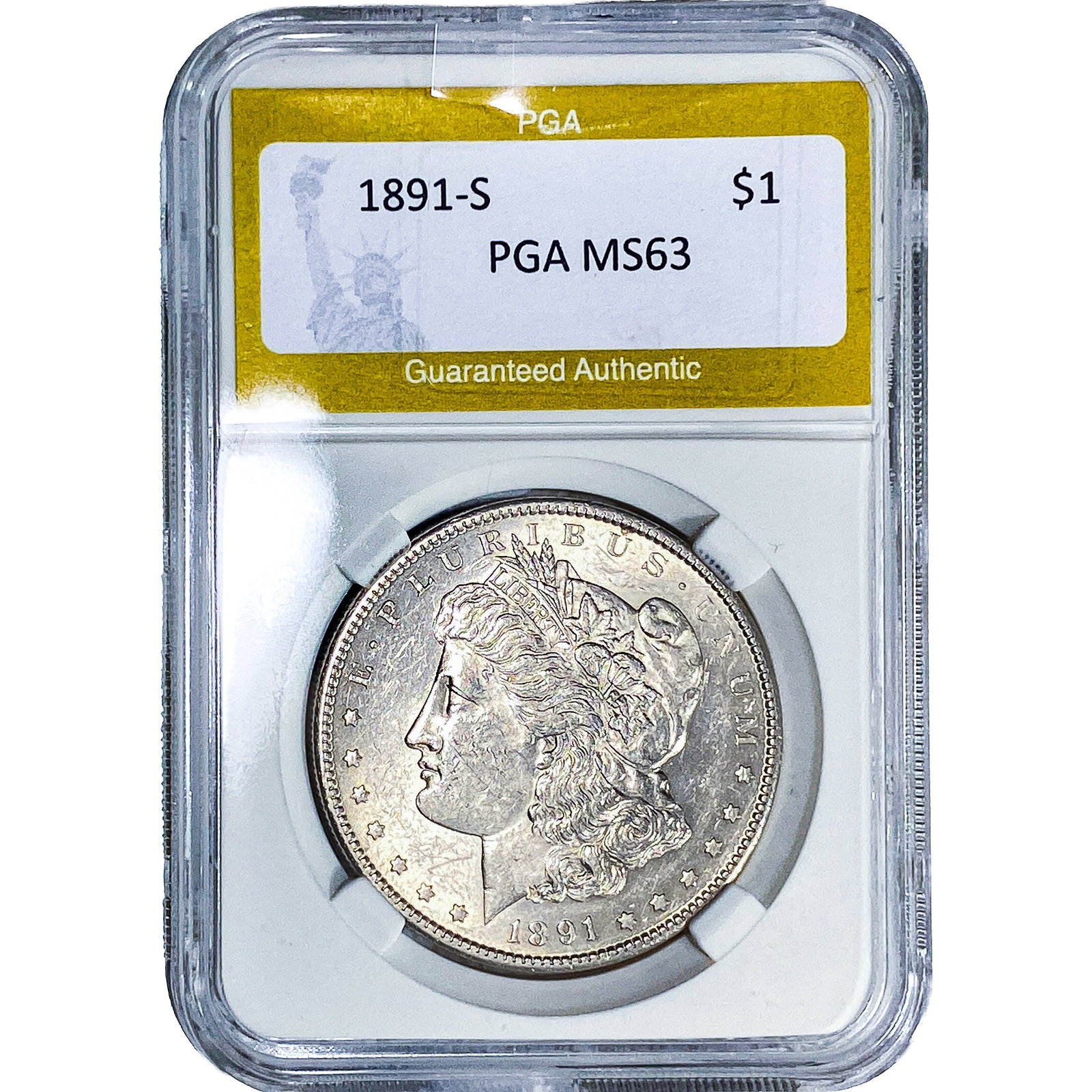 1891-S Morgan Silver Dollar PGA MS63: 1891-S Morgan Silver Dollar PGA MS63