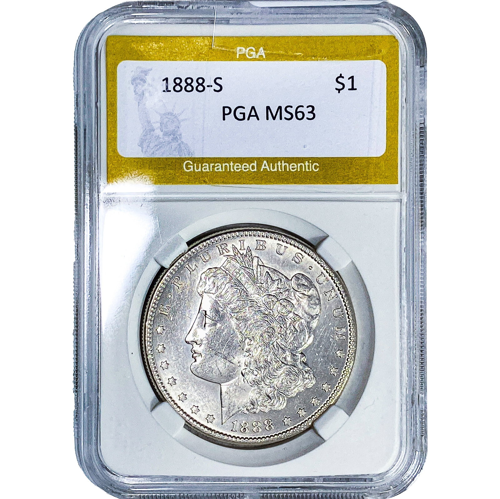 1888-S Morgan Silver Dollar PGA MS63: 1888-S Morgan Silver Dollar PGA MS63