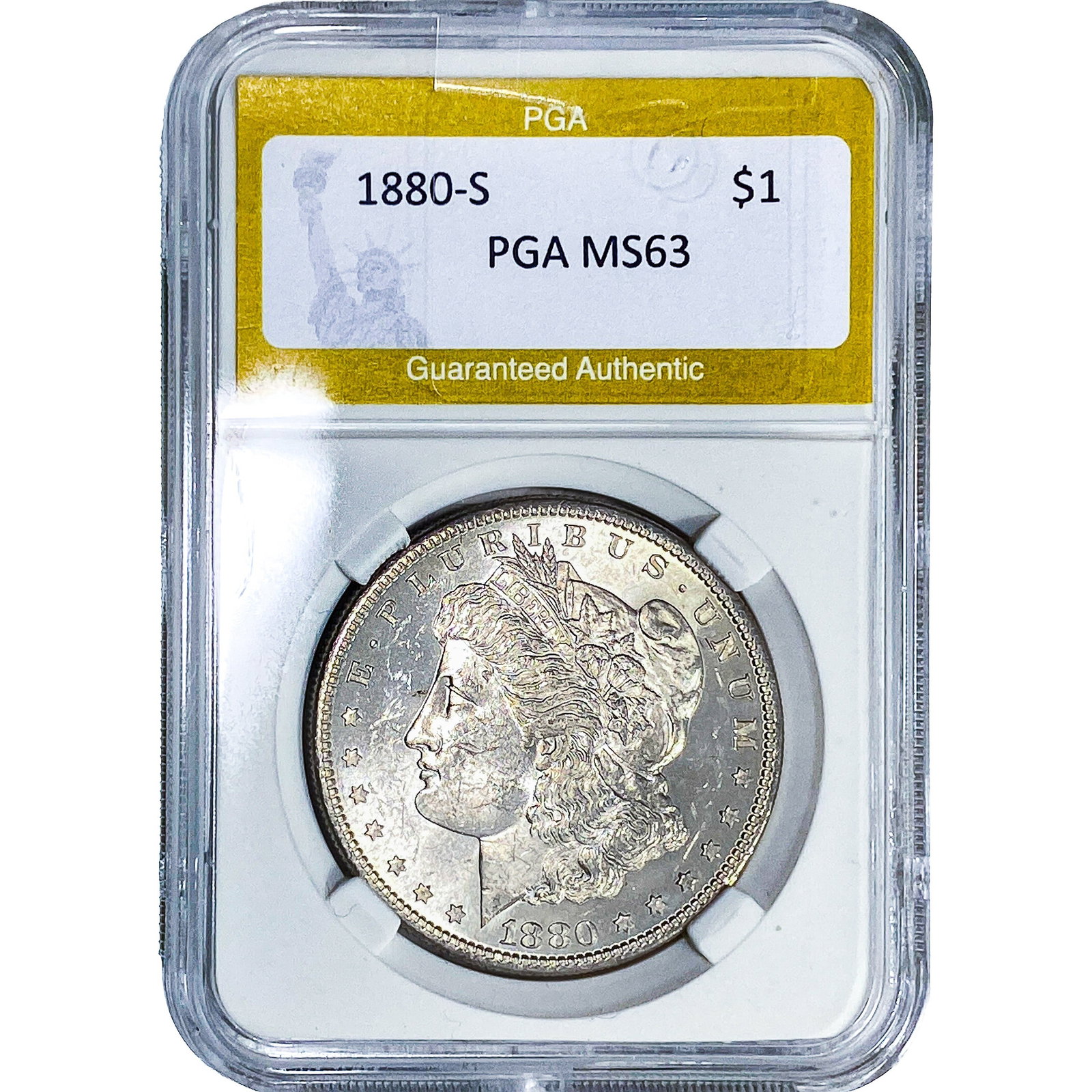 1880-S Morgan Silver Dollar PGA MS63: 1880-S Morgan Silver Dollar PGA MS63