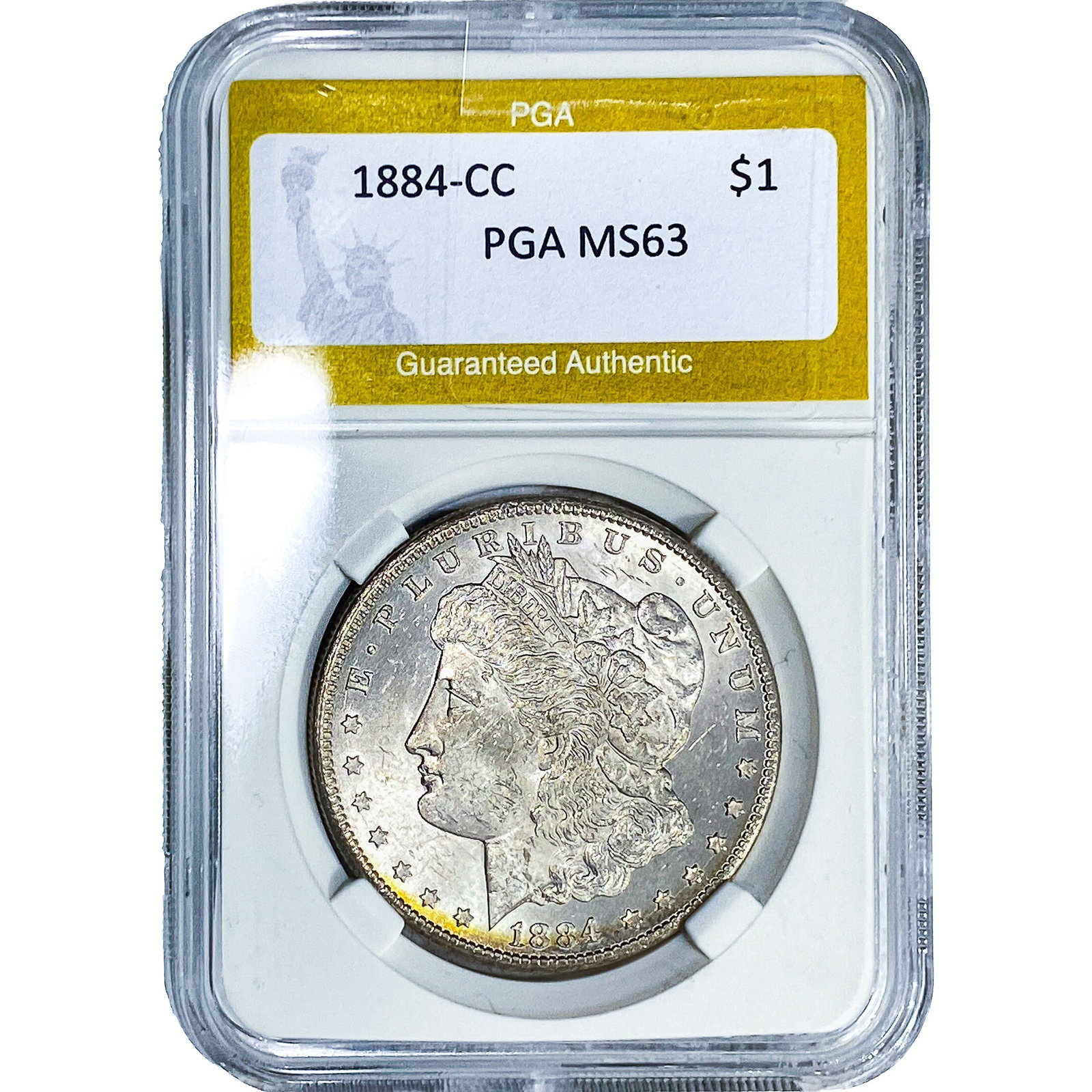 1884-CC Morgan Silver Dollar PGA MS63: 1884-CC Morgan Silver Dollar PGA MS63