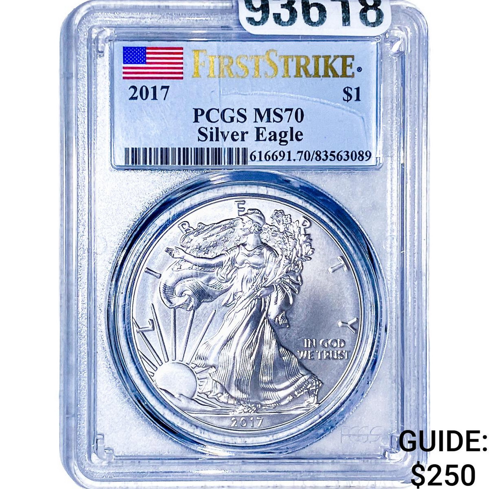 2017 Silver Eagle PCGS MS70: 2017 Silver Eagle PCGS MS70