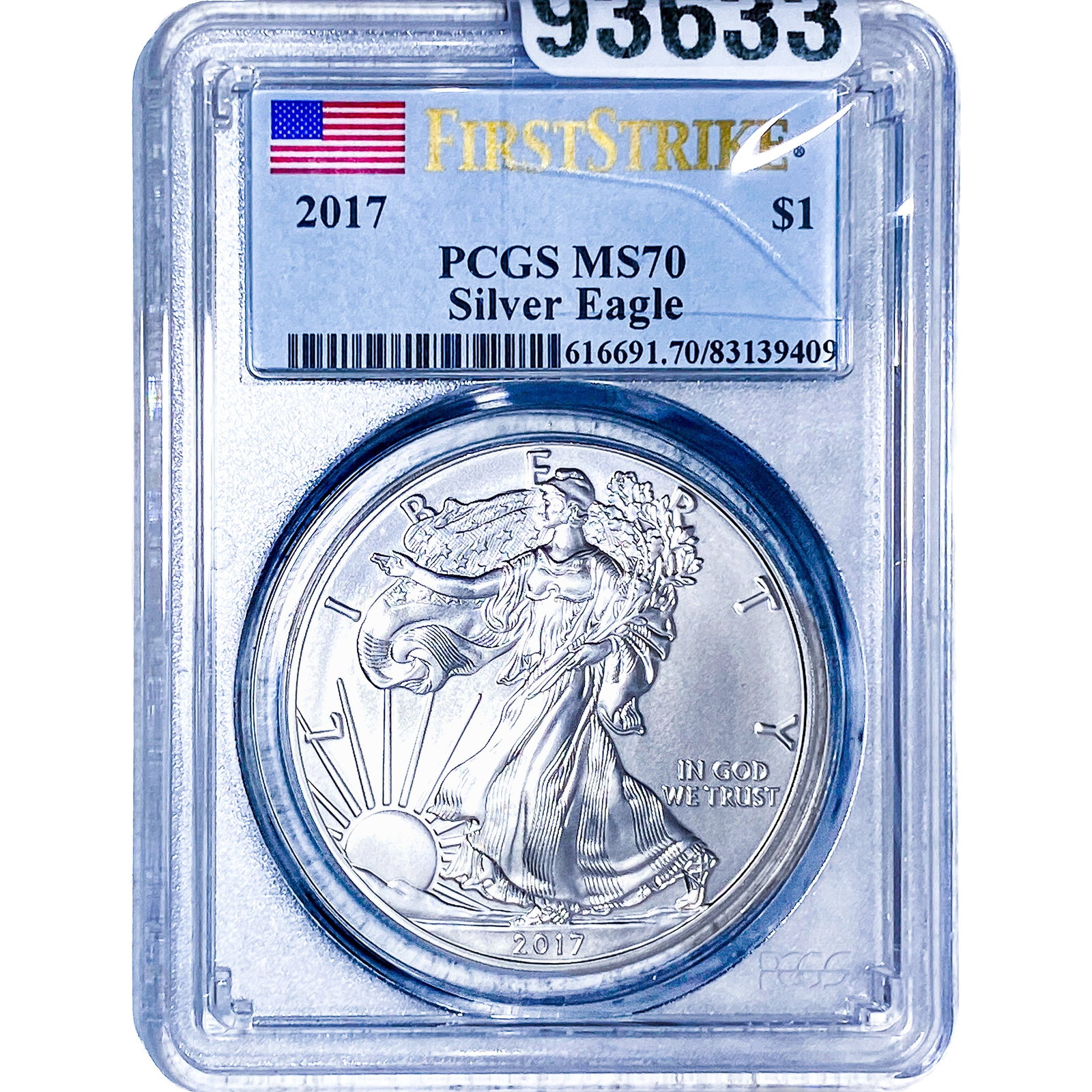 2017 Silver Eagle PCGS MS70: 2017 Silver Eagle PCGS MS70