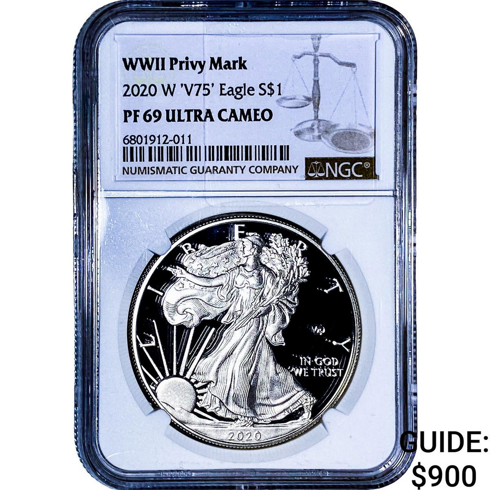 2020 W 'V75' Silver Eagle NGC PF69 WWII Privy Mark (1 of 2)