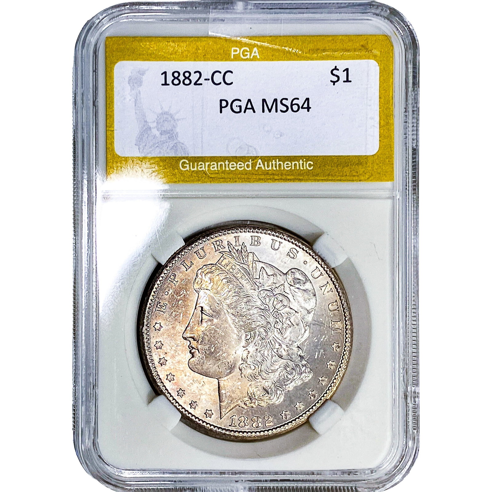 1882-CC Morgan Silver Dollar PGA MS64: 1882-CC Morgan Silver Dollar PGA MS64