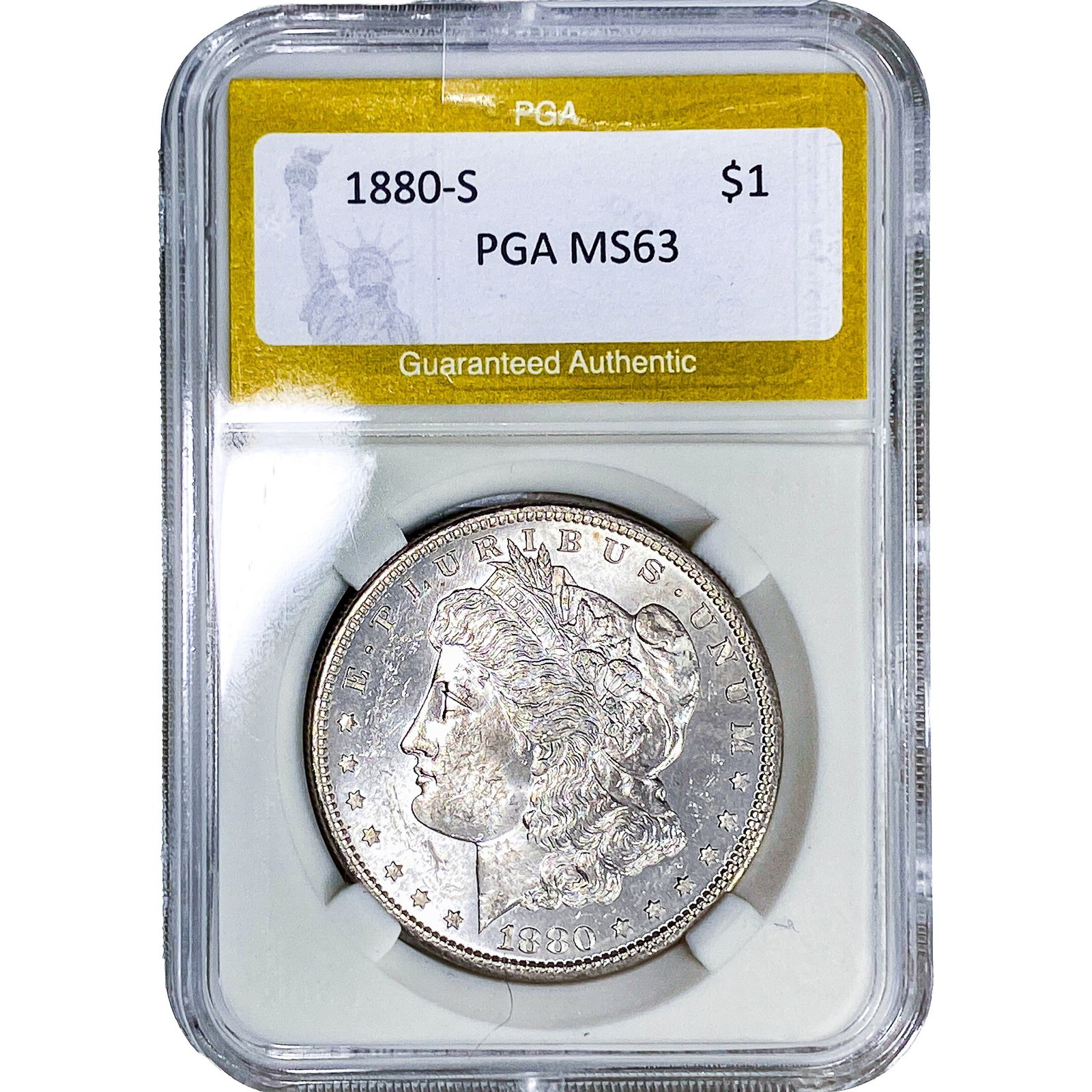1880-S Morgan Silver Dollar PGA MS63: 1880-S Morgan Silver Dollar PGA MS63
