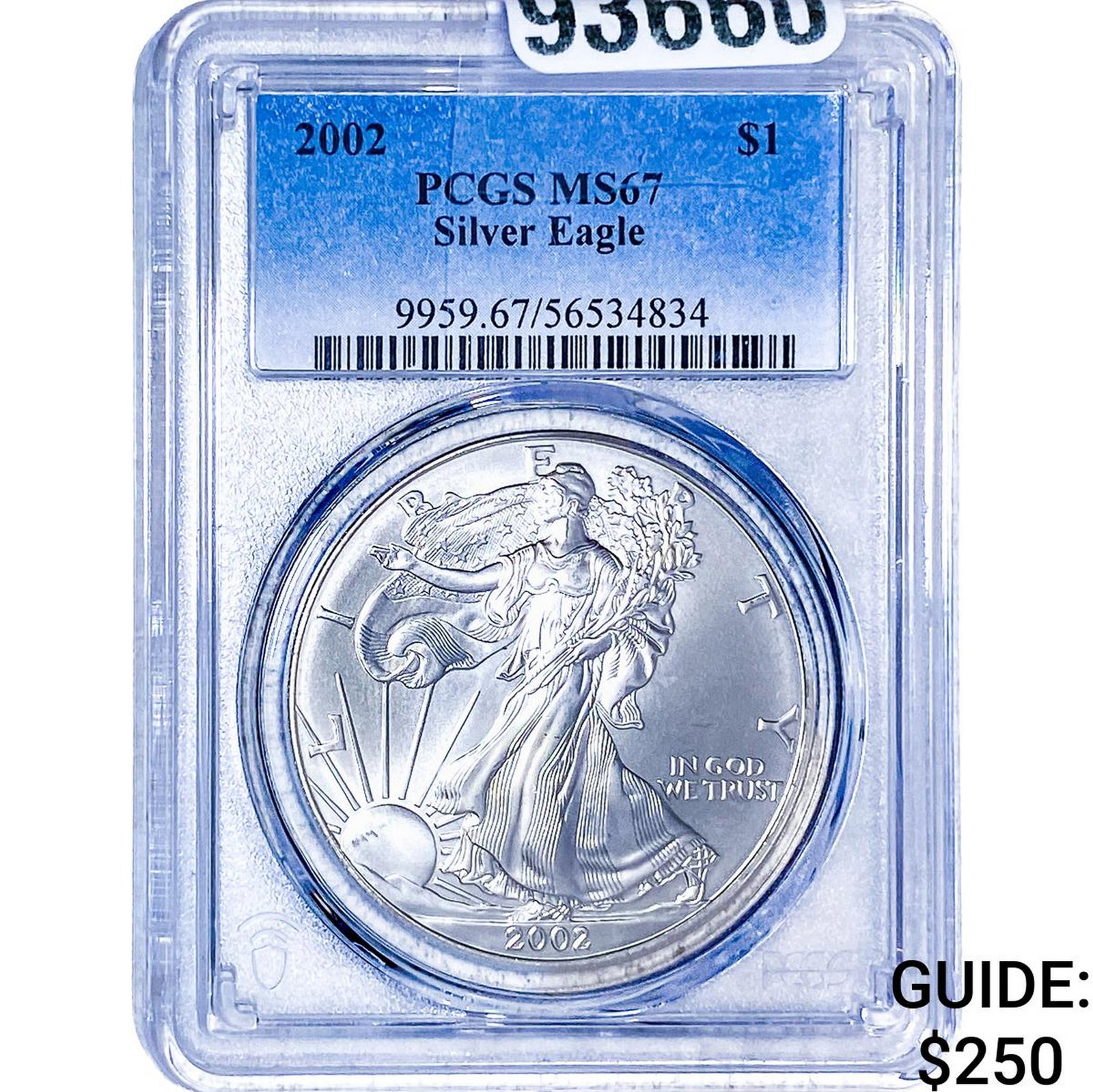 2002 Silver Eagle PCGS MS67: 2002 Silver Eagle PCGS MS67