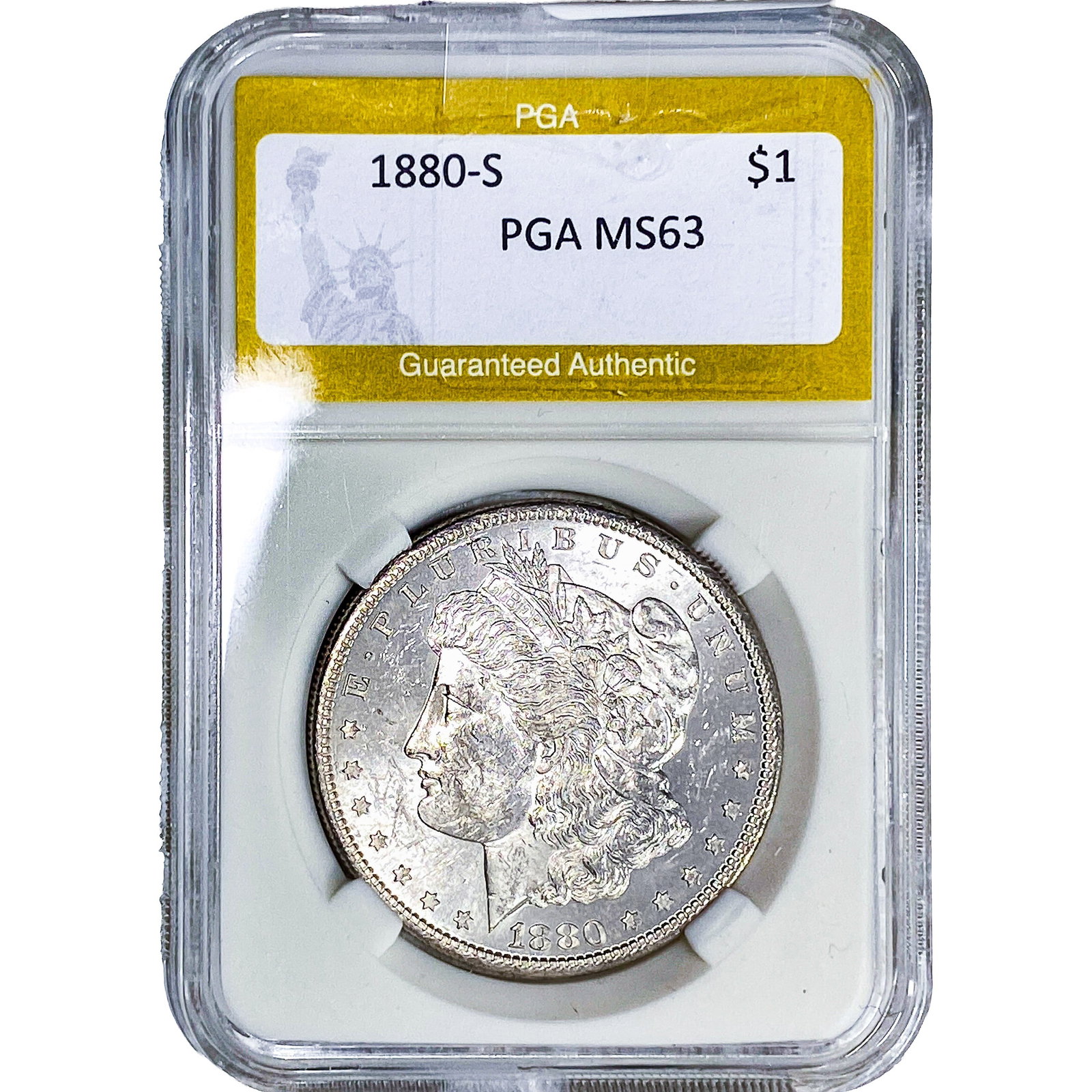 1880-S Morgan Silver Dollar PGA MS63: 1880-S Morgan Silver Dollar PGA MS63