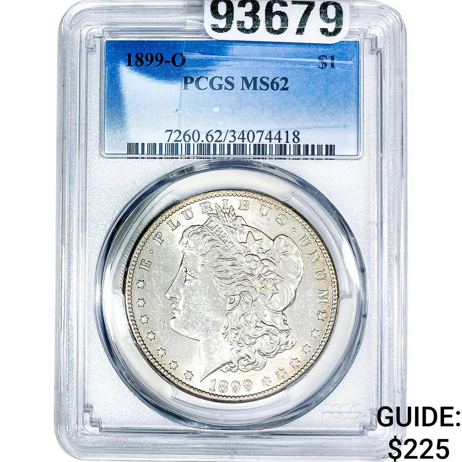 1899-O Morgan Silver Dollar PCGS MS62: 1899-O Morgan Silver Dollar PCGS MS62