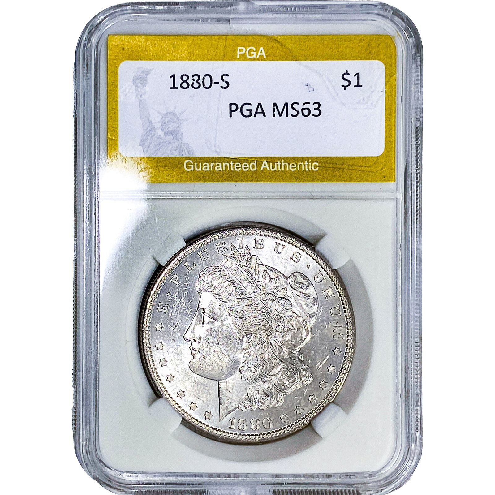 1880-S Morgan Silver Dollar PGA MS63: 1880-S Morgan Silver Dollar PGA MS63