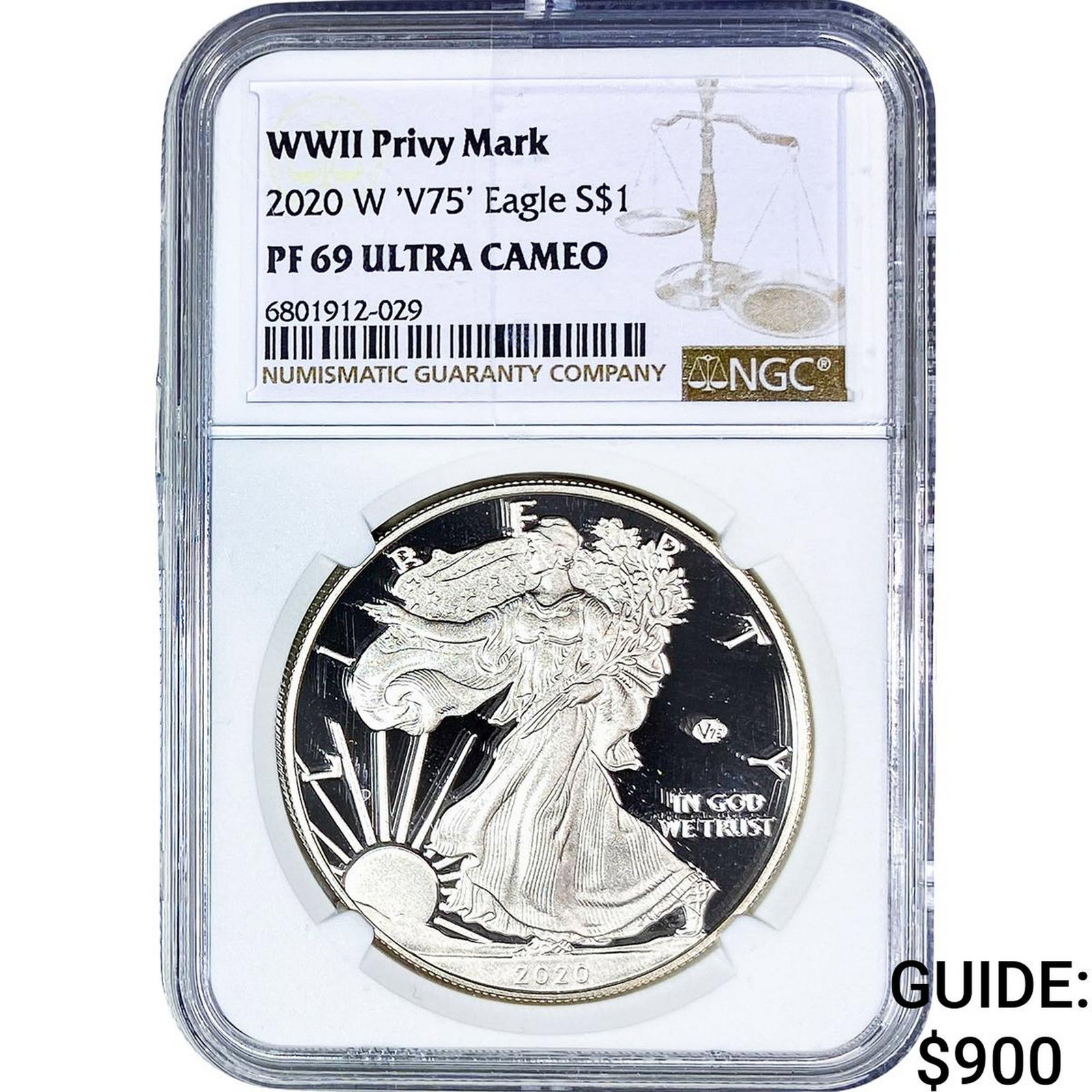 2020 W 'V75' Silver Eagle NGC PF69 WWII Privy Mark (1 of 2)