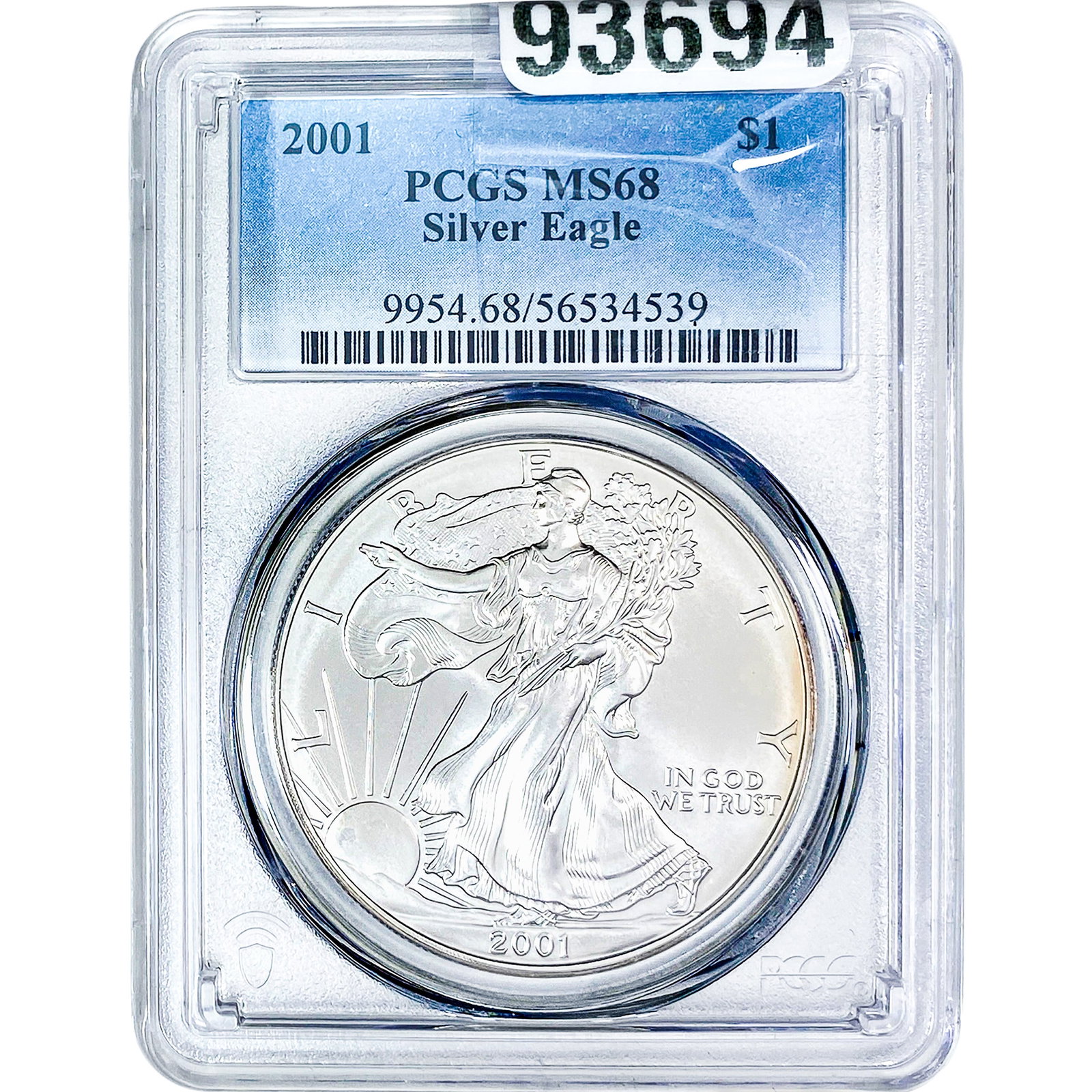 2001 Silver Eagle PCGS MS68: 2001 Silver Eagle PCGS MS68