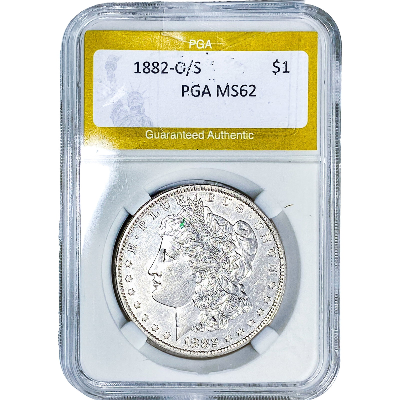 1882-O/S Morgan Silver Dollar PGA MS62: 1882-O/S Morgan Silver Dollar PGA MS62