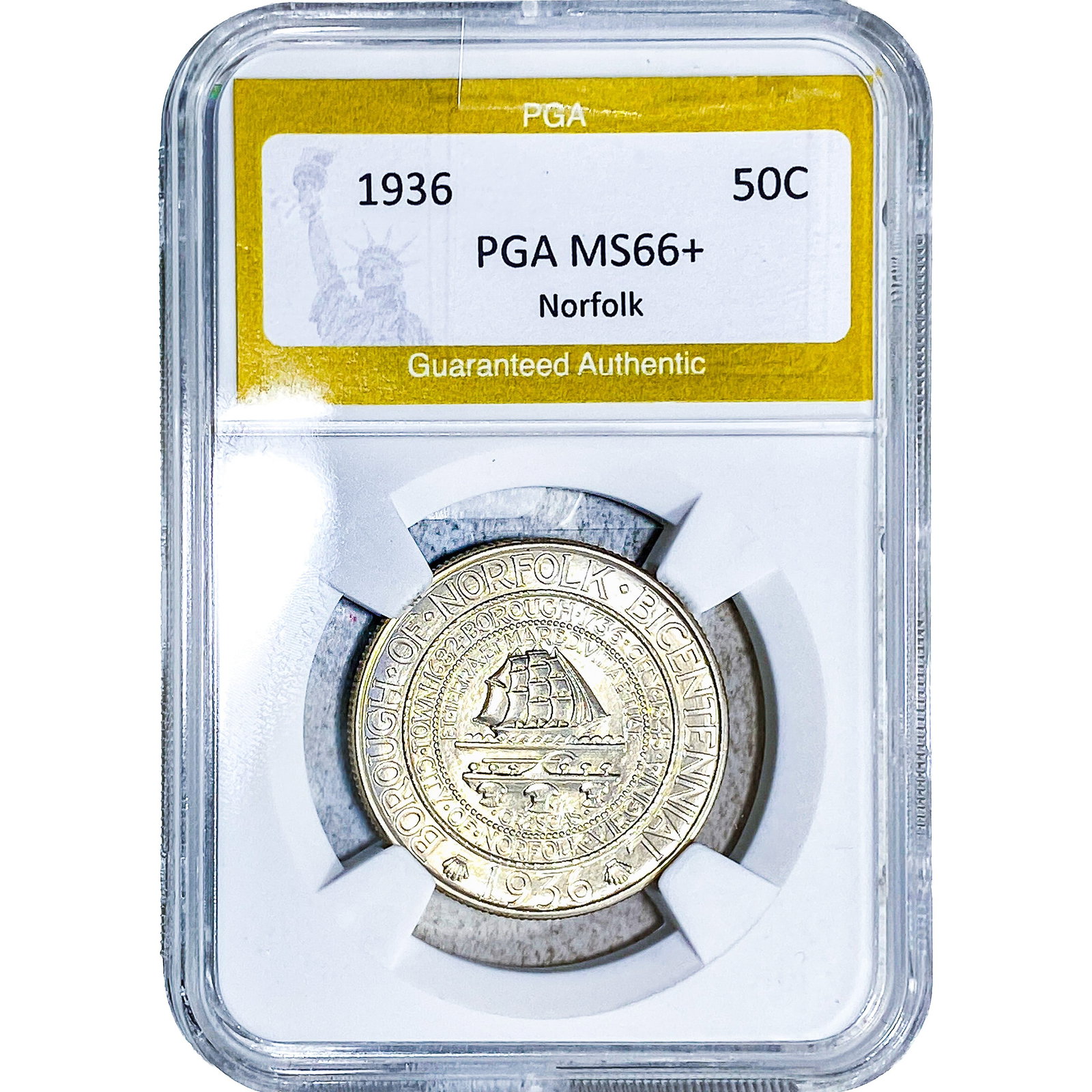 1936 Norfolk Half Dollar PGA MS66+: 1936 Norfolk Half Dollar PGA MS66+