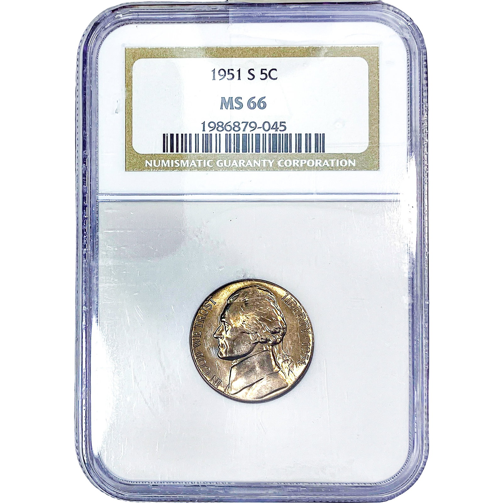1951-S Jefferson Nickel NGC MS66: 1951-S Jefferson Nickel NGC MS66