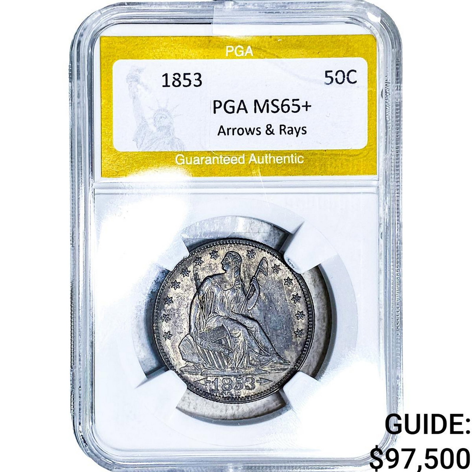 1853 Seated Liberty Half Dollar PGA MS65+ (1 of 2)