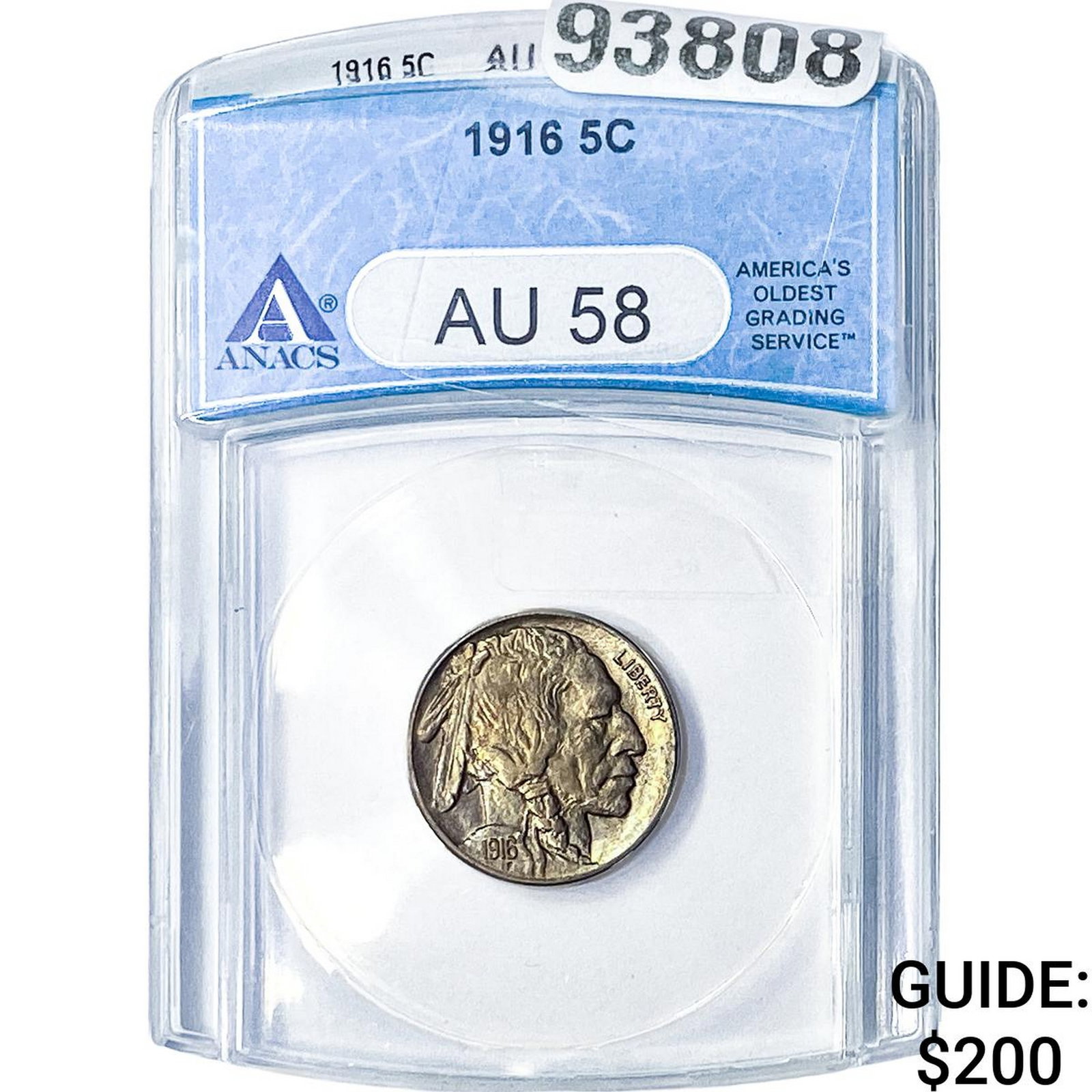 1916 Buffalo Nickel ANACS AU58: 1916 Buffalo Nickel ANACS AU58