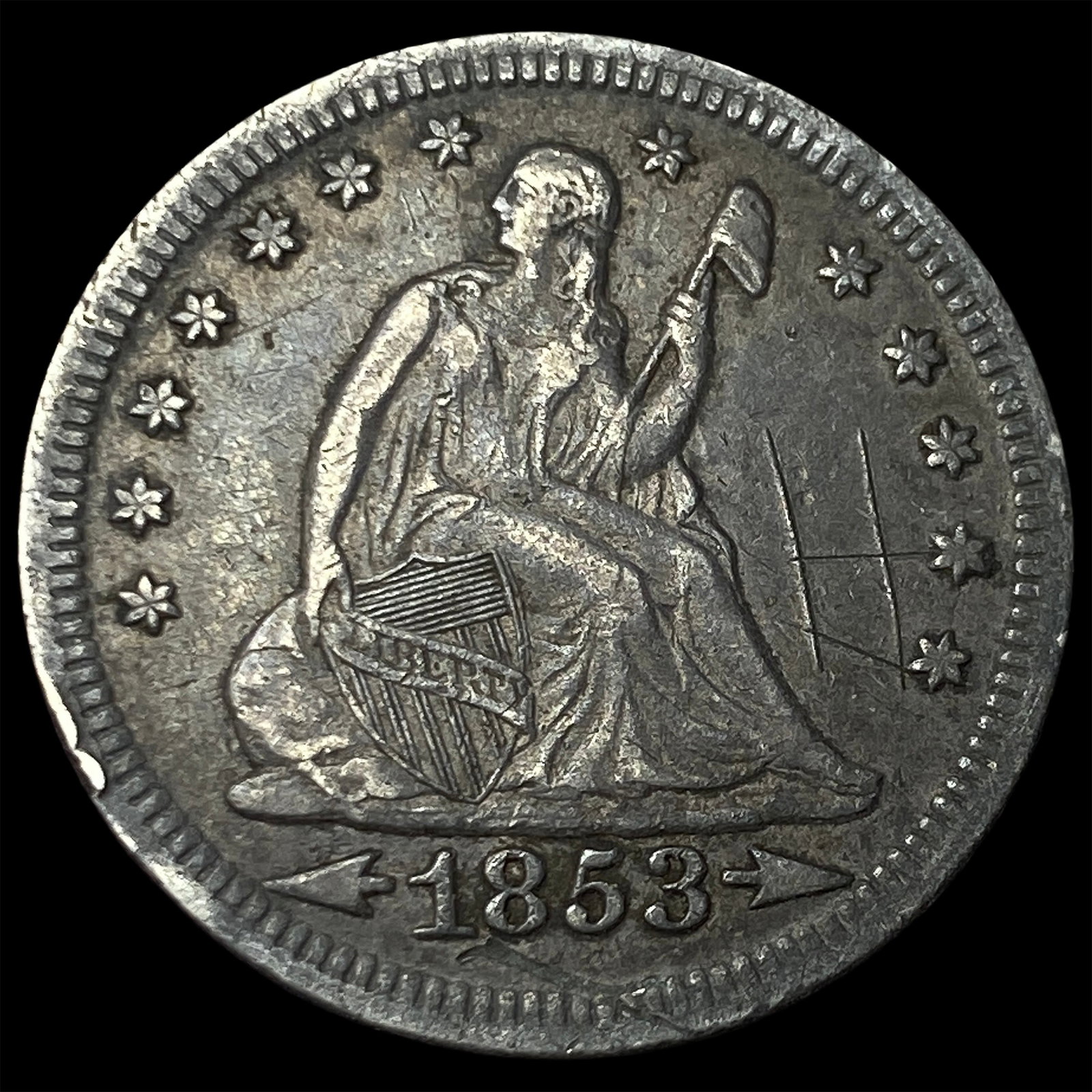 1853 Arrows Seated Liberty Quarter HIGH GRADE: 1853 Arrows Seated Liberty Quarter HIGH GRADE