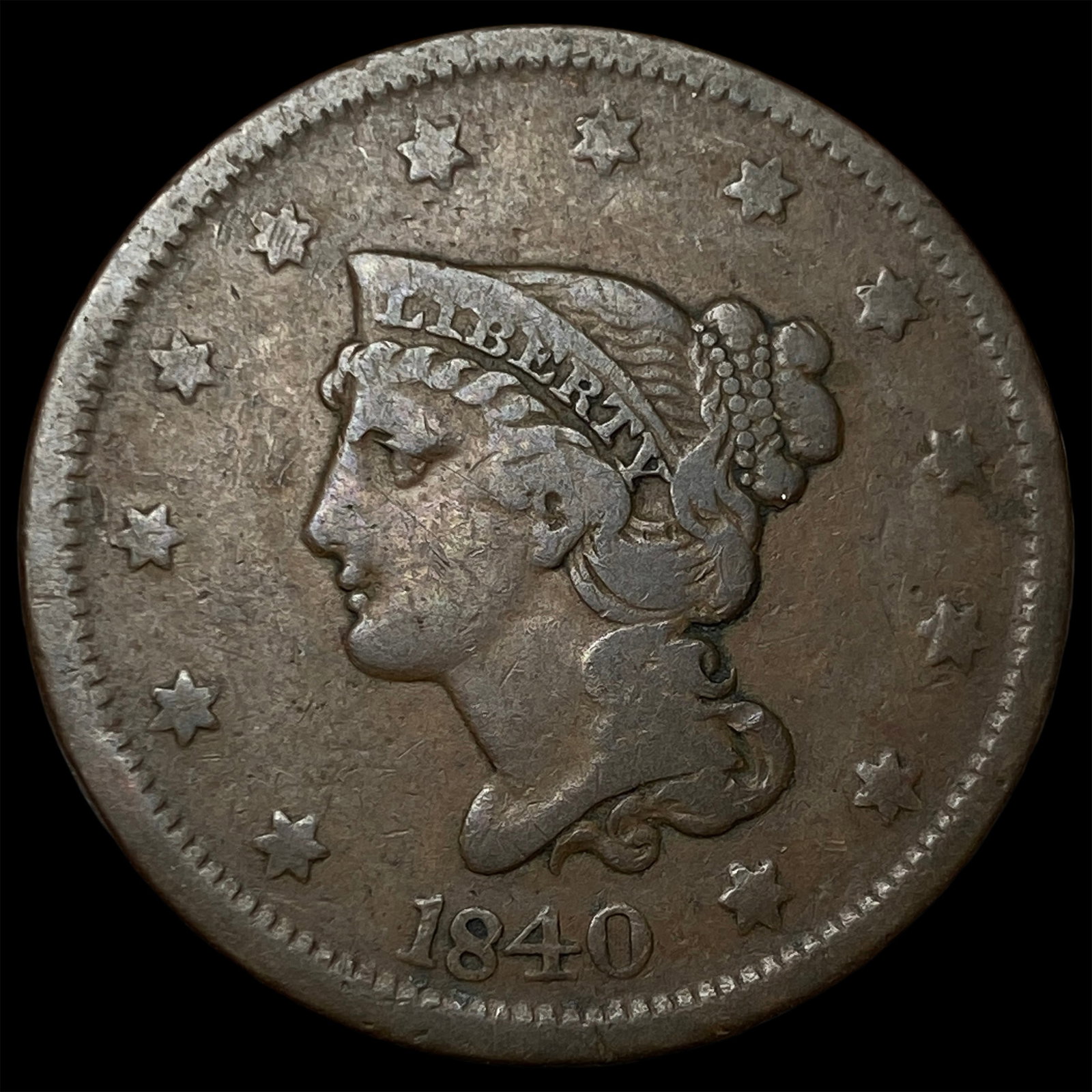 1840 Braided Hair Large Cent NEARLY UNCIRCULATED (1 of 2)