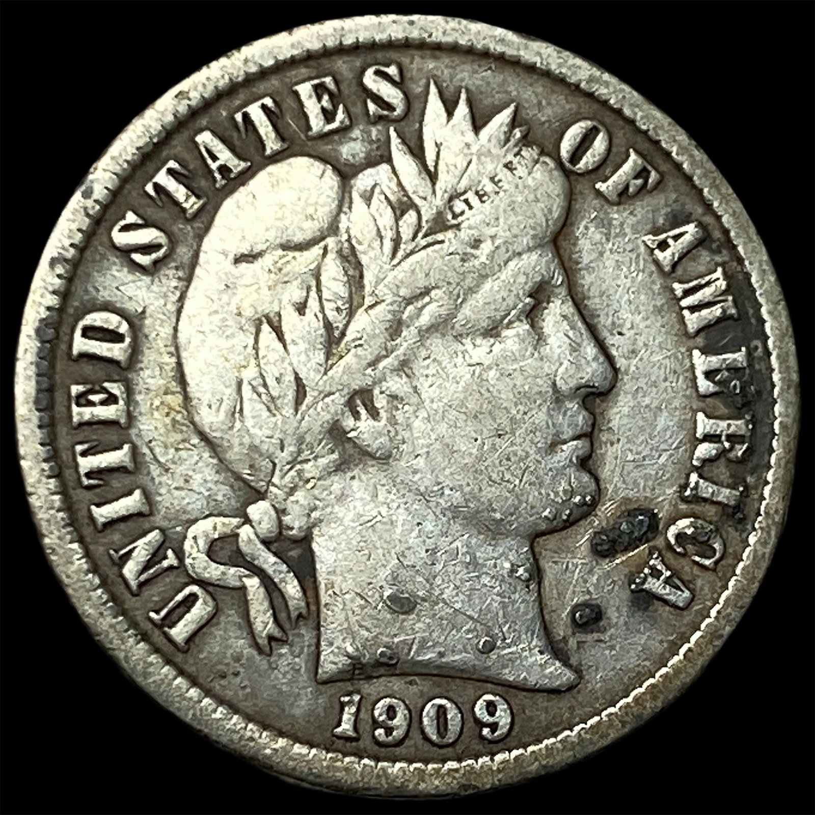 1909-D Silver Barber Dime NEARLY UNCIRCULATED