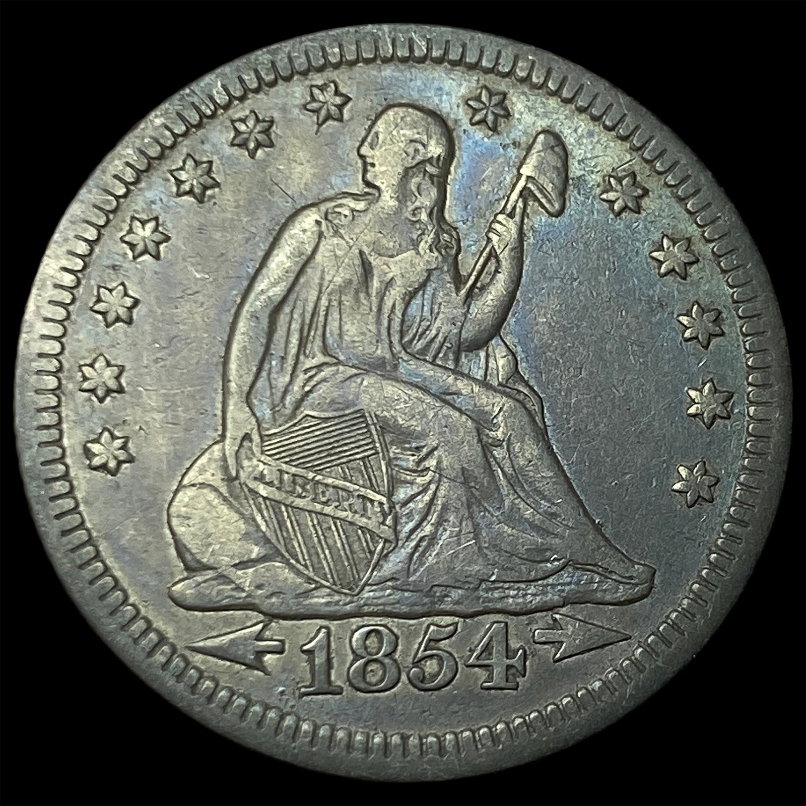1854 Arrows Seated Liberty Quarter NEARLY UNCIRCULATED: 1854 Arrows Seated Liberty Quarter NEARLY UNCIRCULATED