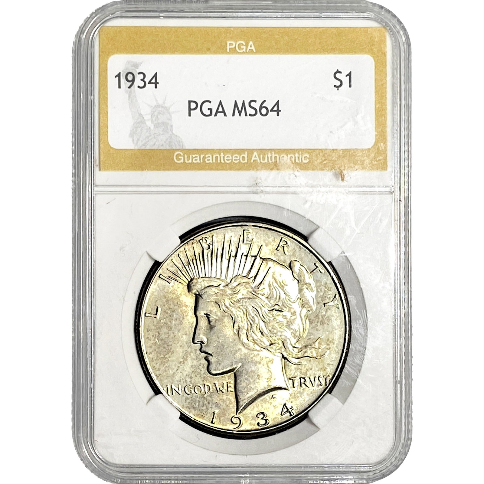 1934 Silver Peace Dollar PGA MS64: 1934 Silver Peace Dollar PGA MS64