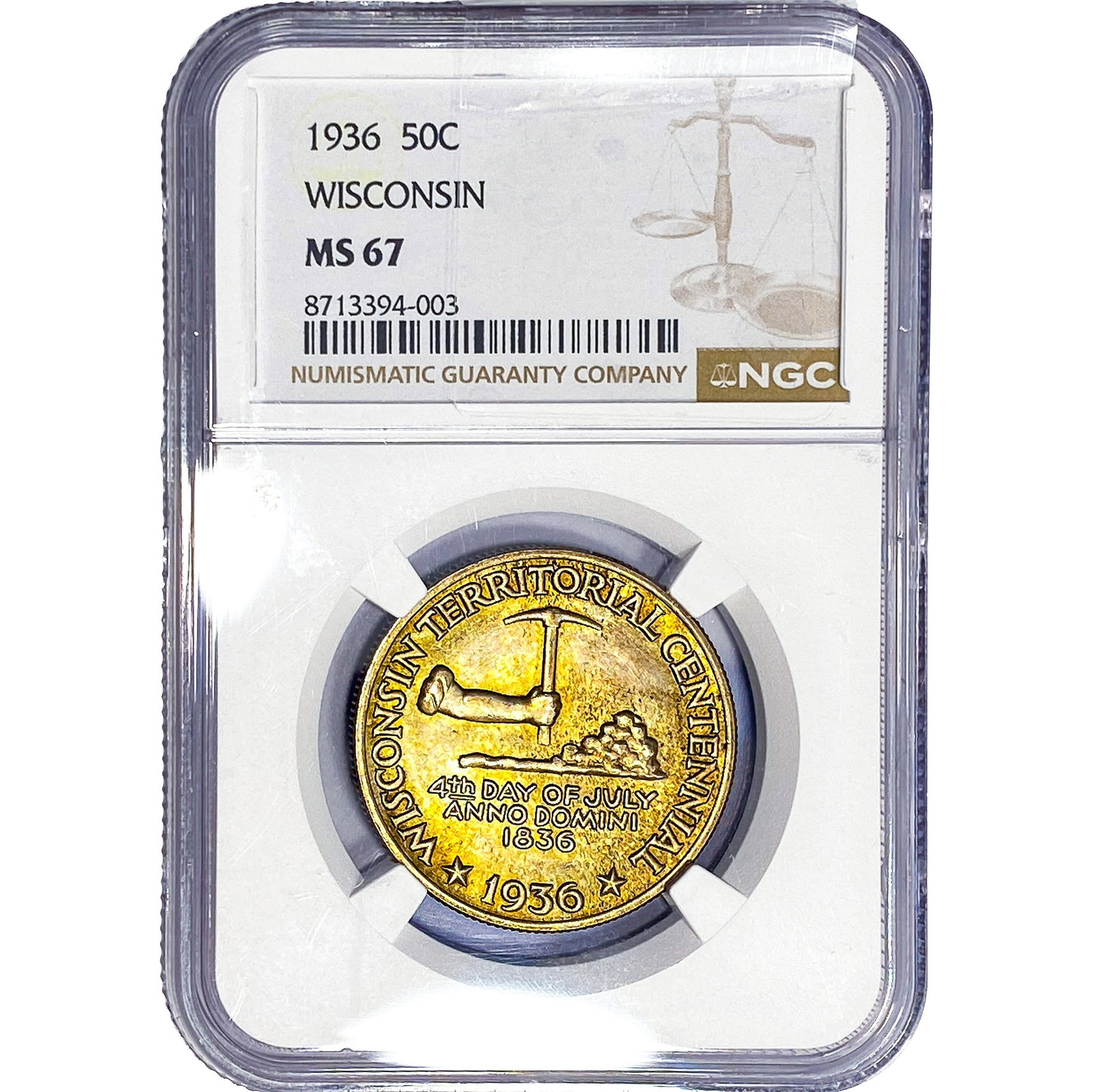 1936 Wisconsin Half Dollar NGC MS67: 1936 Wisconsin Half Dollar NGC MS67