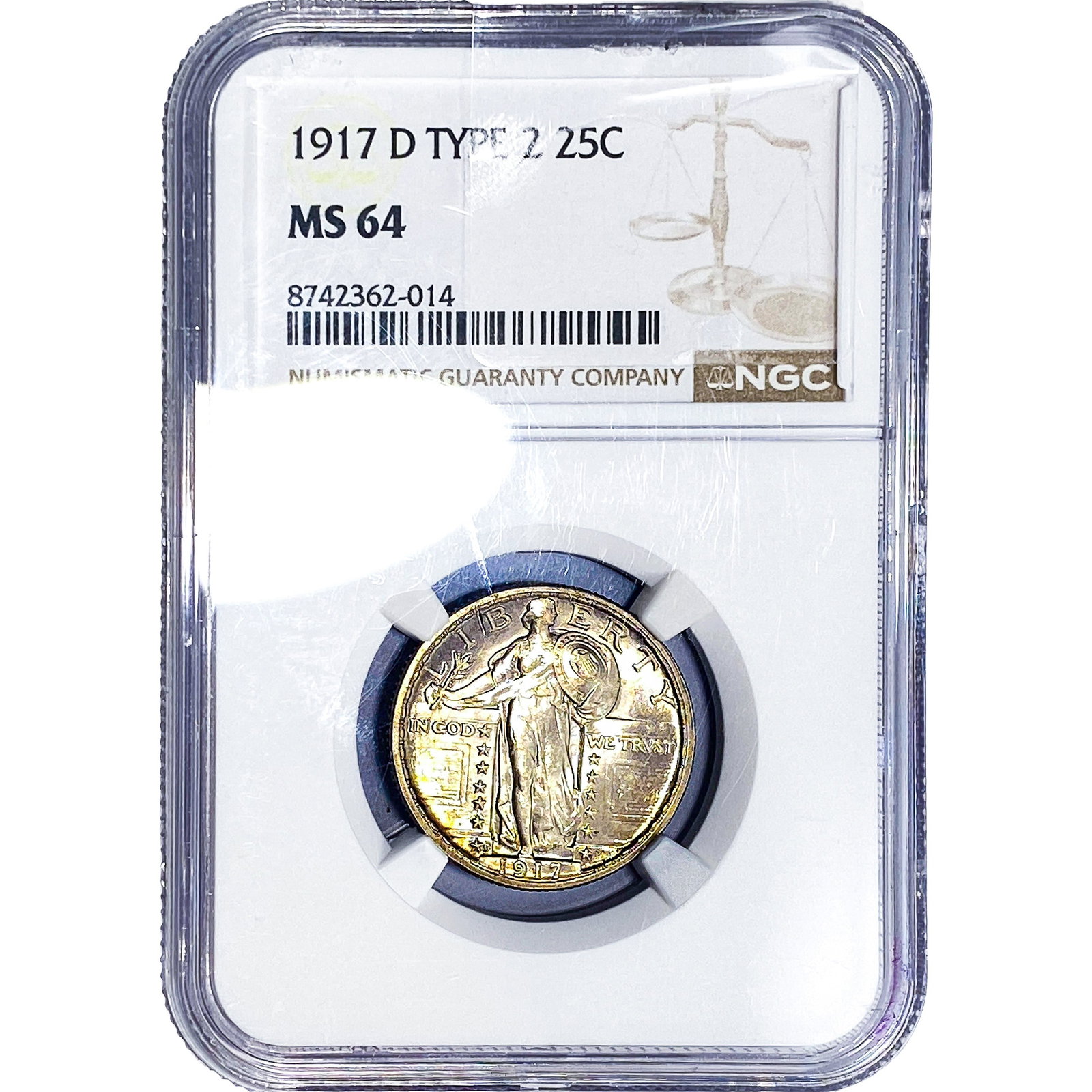 1917 Standing Liberty Quarter NGC MS64 Type 2: 1917 Standing Liberty Quarter NGC MS64 Type 2