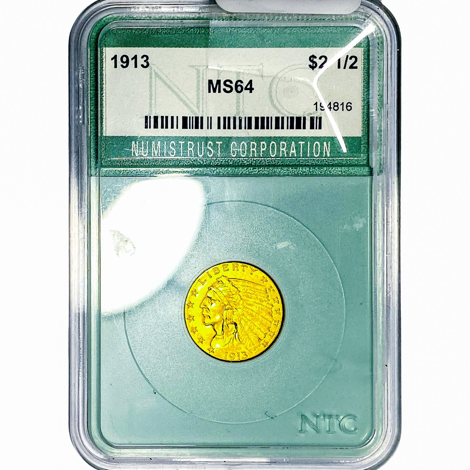 1913 $2.50 Gold Quarter Eagle NTC MS64: 1913 $2.50 Gold Quarter Eagle NTC MS64