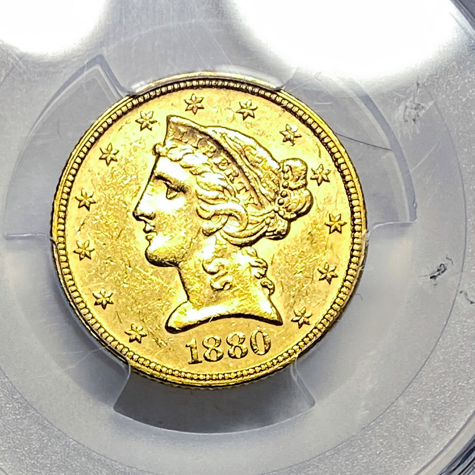 1880 $5 Gold Half Eagle PCGS MS61 - 3