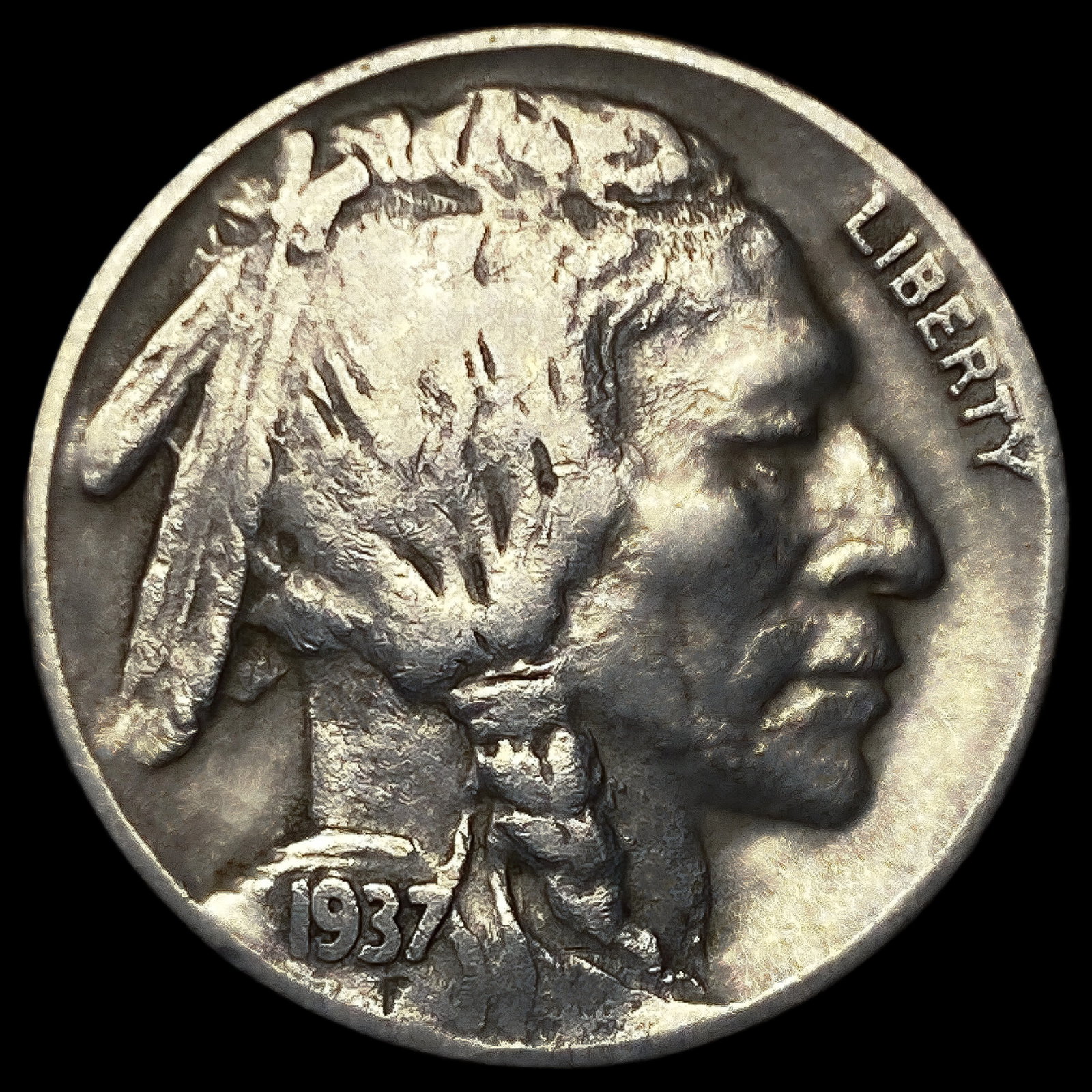 1937-D 3 Leg Buffalo Nickel (1 of 2)