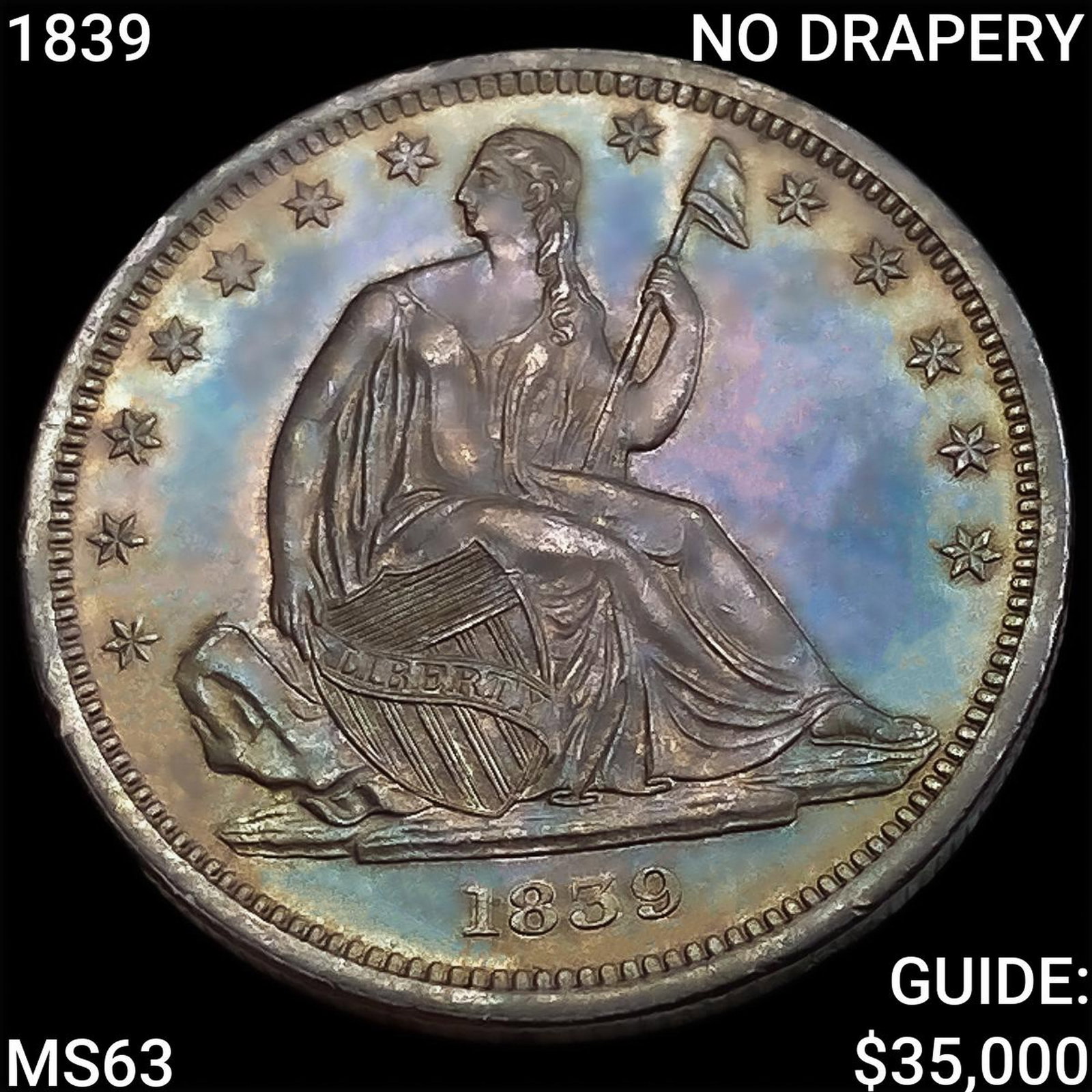 1839 NO DRAPERY Seated Liberty Half Dollar CHOICE BU (1 of 2)