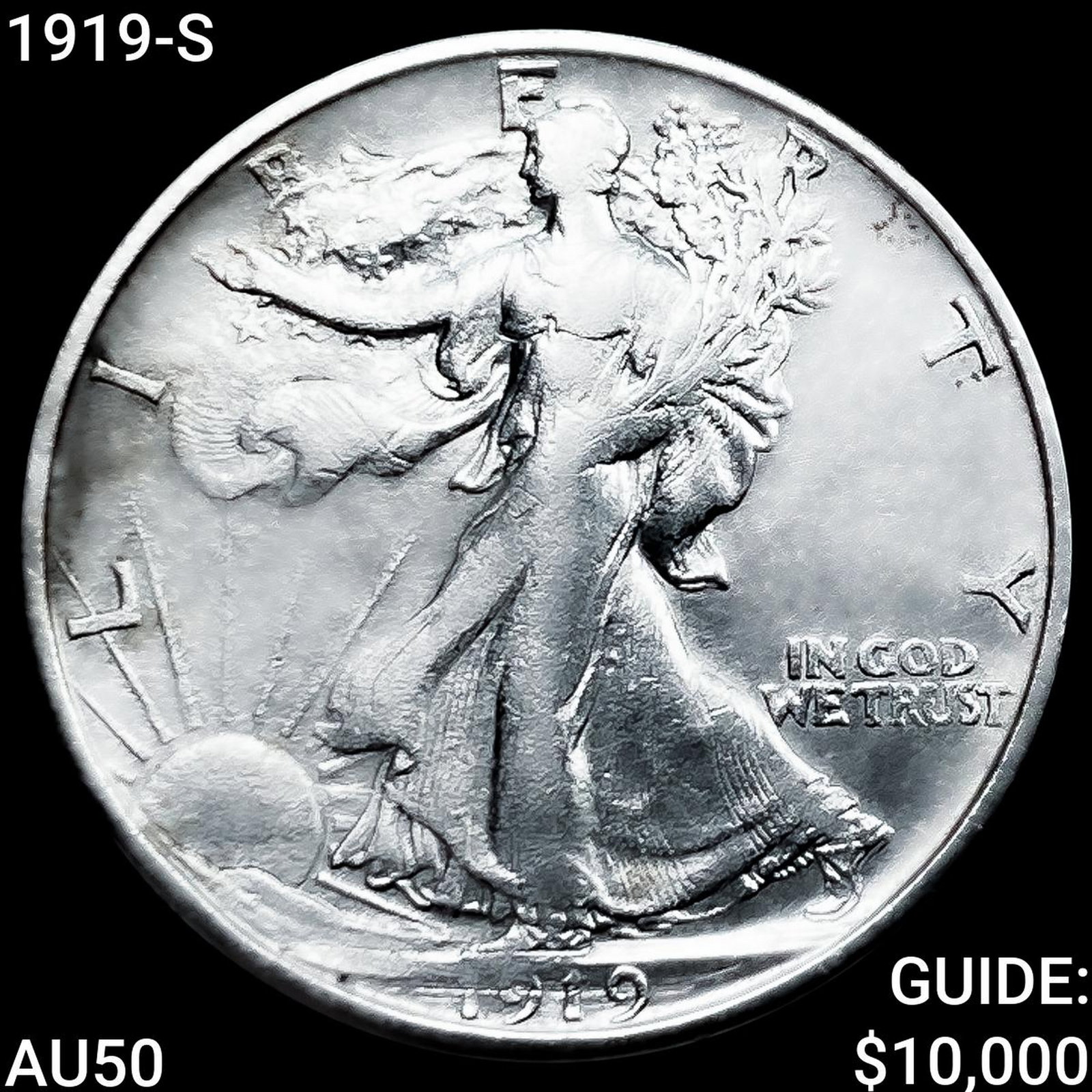 1919-S Walking Liberty Half Dollar CLOSELY UNCIRCULATED (1 of 2)