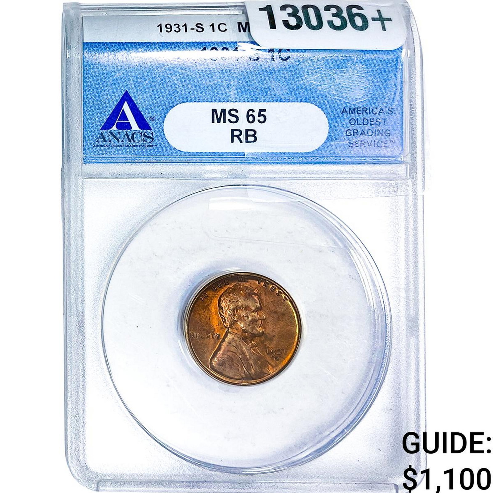 1931-S Wheat Cent ANACS MS65 RB (1 of 4)