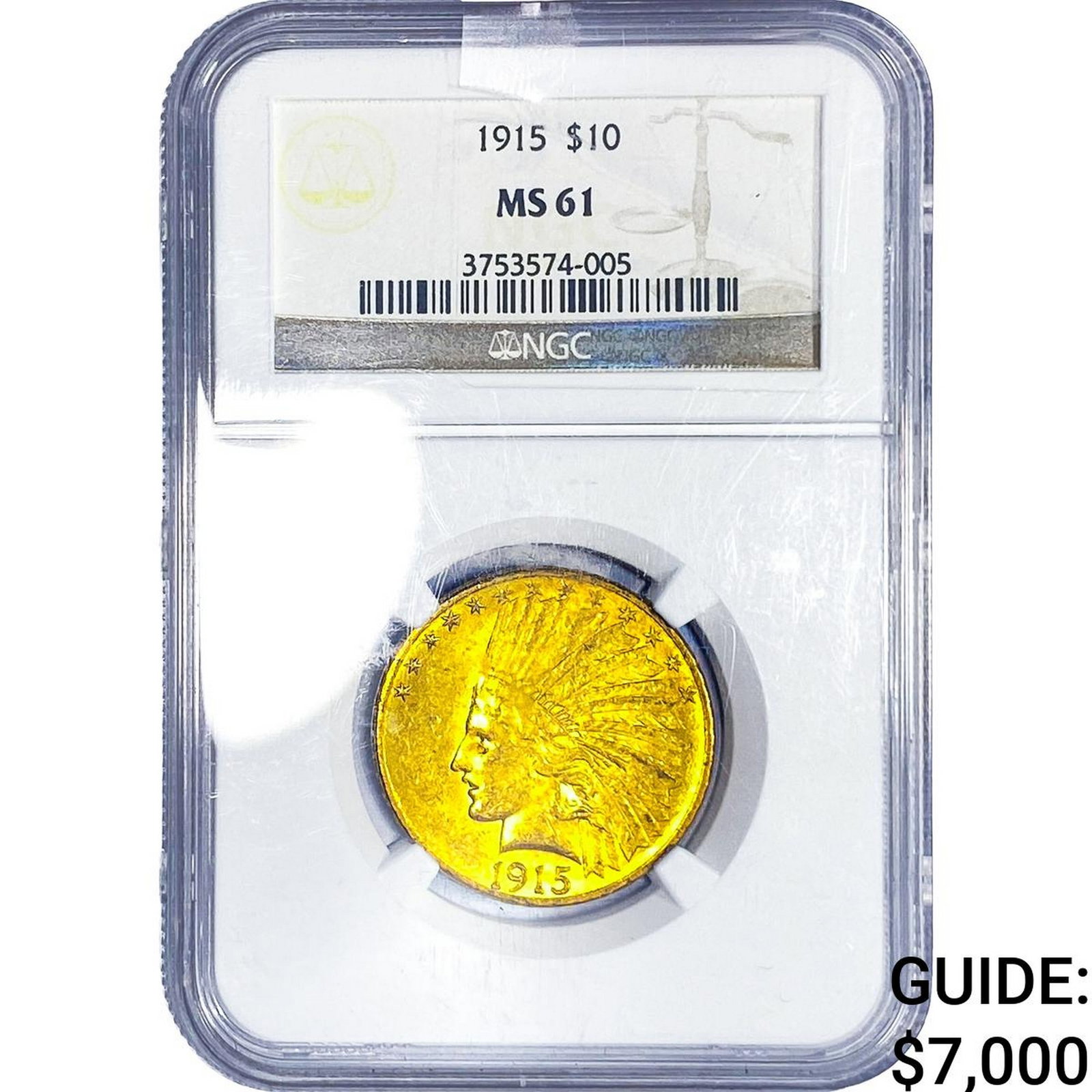 1915 $10 Gold Eagle NGC MS61: 1915 $10 Gold Eagle NGC MS61