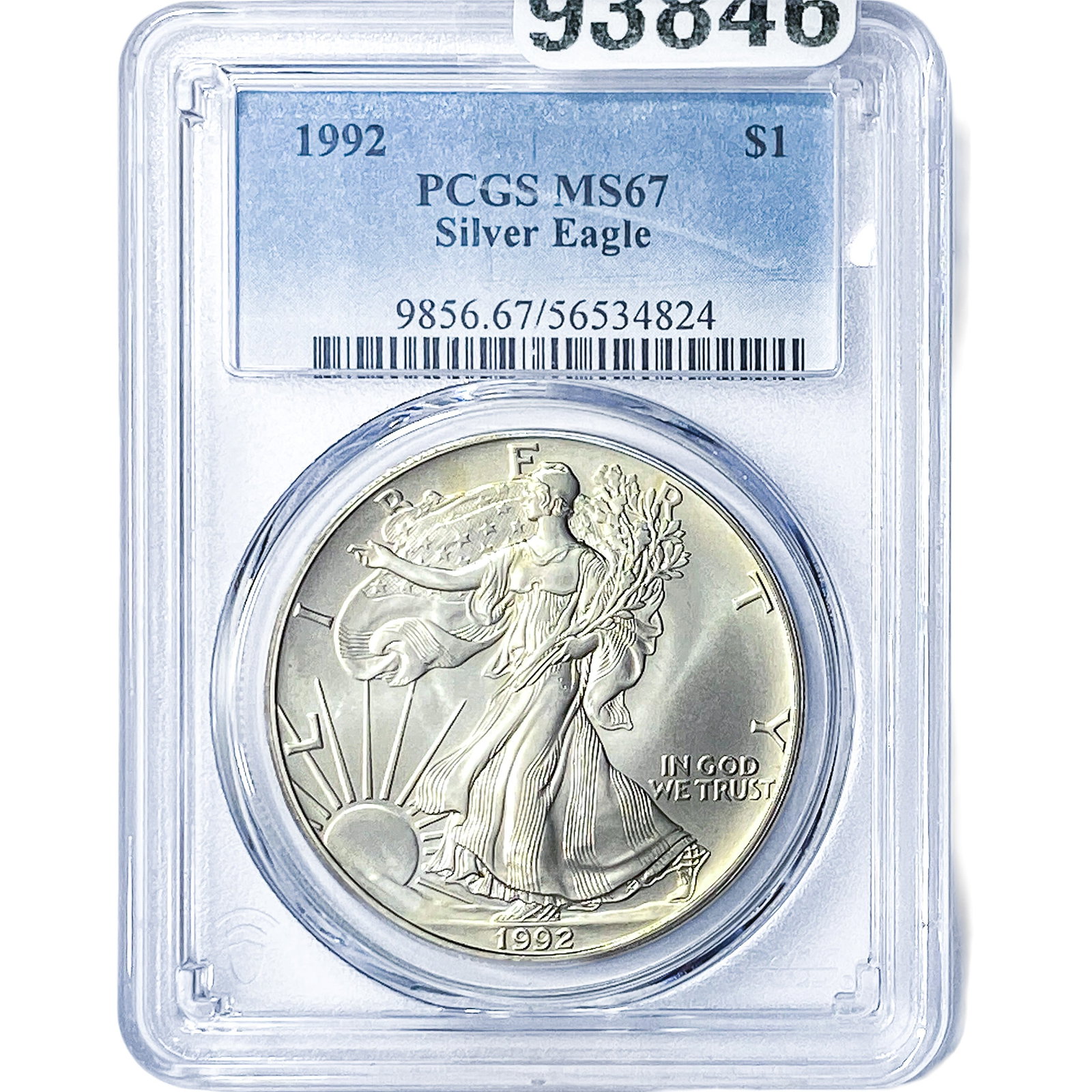 1992 Silver Eagle PCGS MS67: 1992 Silver Eagle PCGS MS67