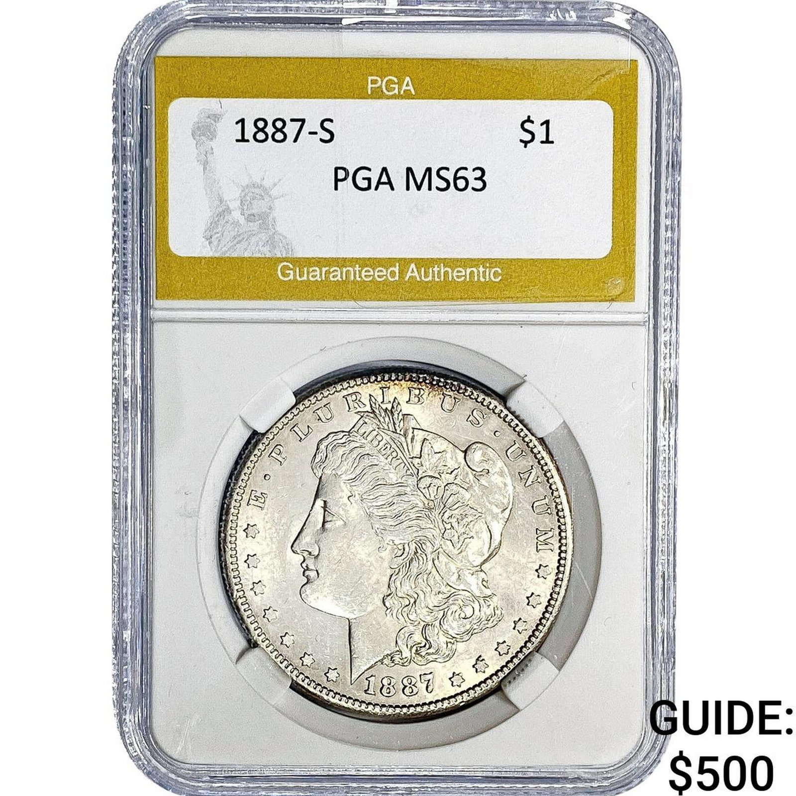1887-S Morgan Silver Dollar PGA MS63: 1887-S Morgan Silver Dollar PGA MS63