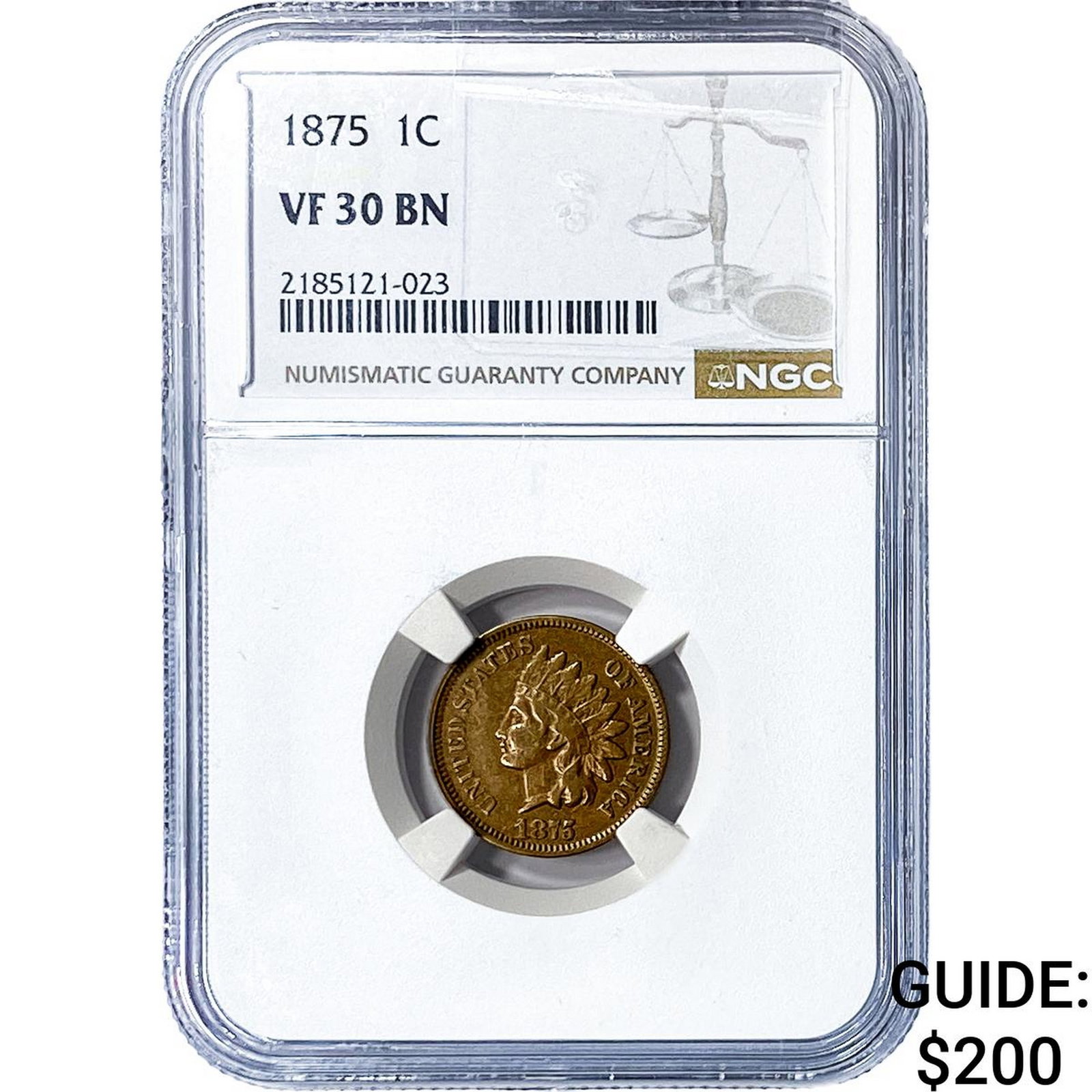 1875 Indian Head Cent NGC VF30 BN (1 of 2)